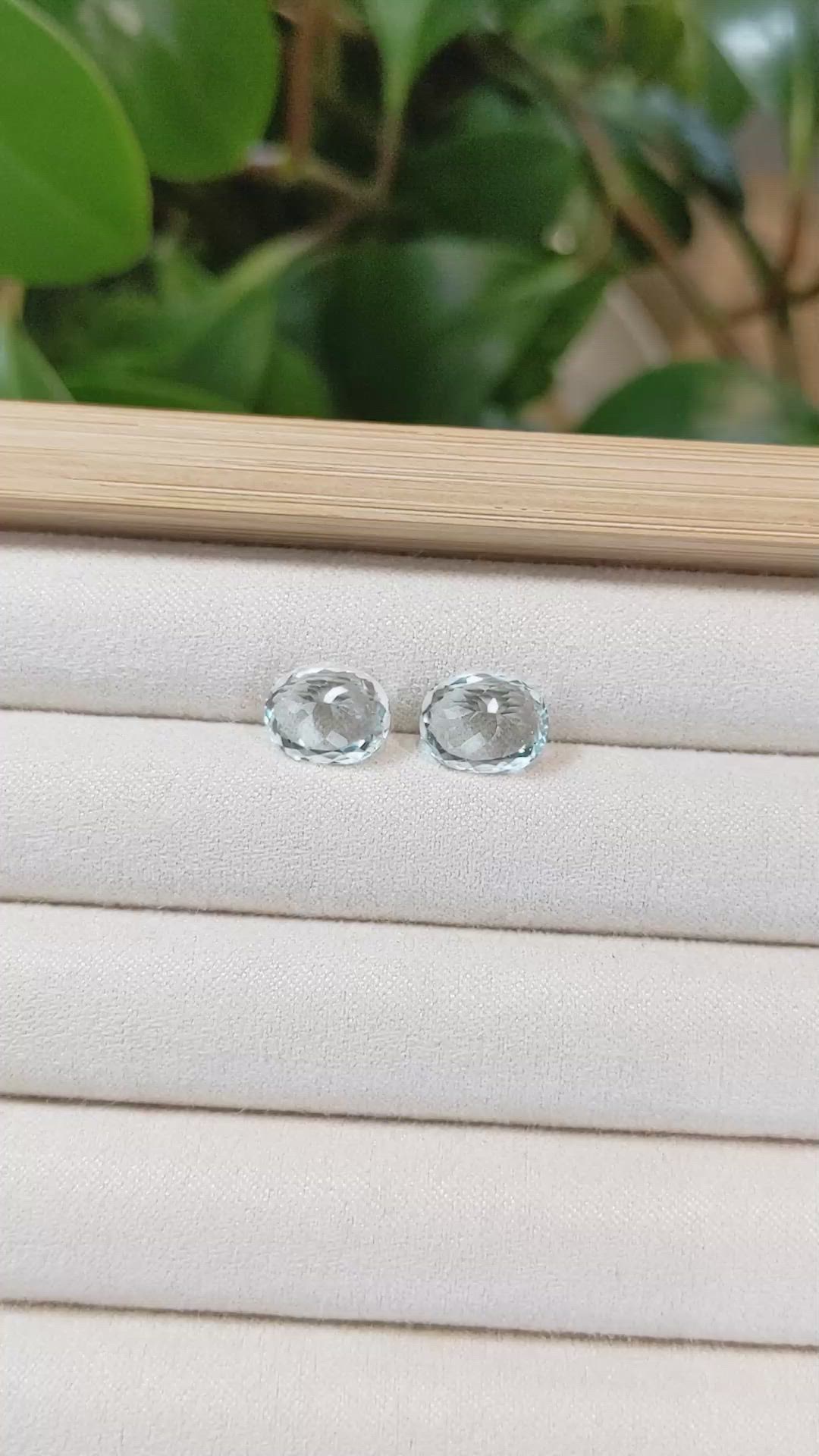 5.35 Ct.Tw.Total Carat Weight Aquamarine Pair from Brazil Size Video