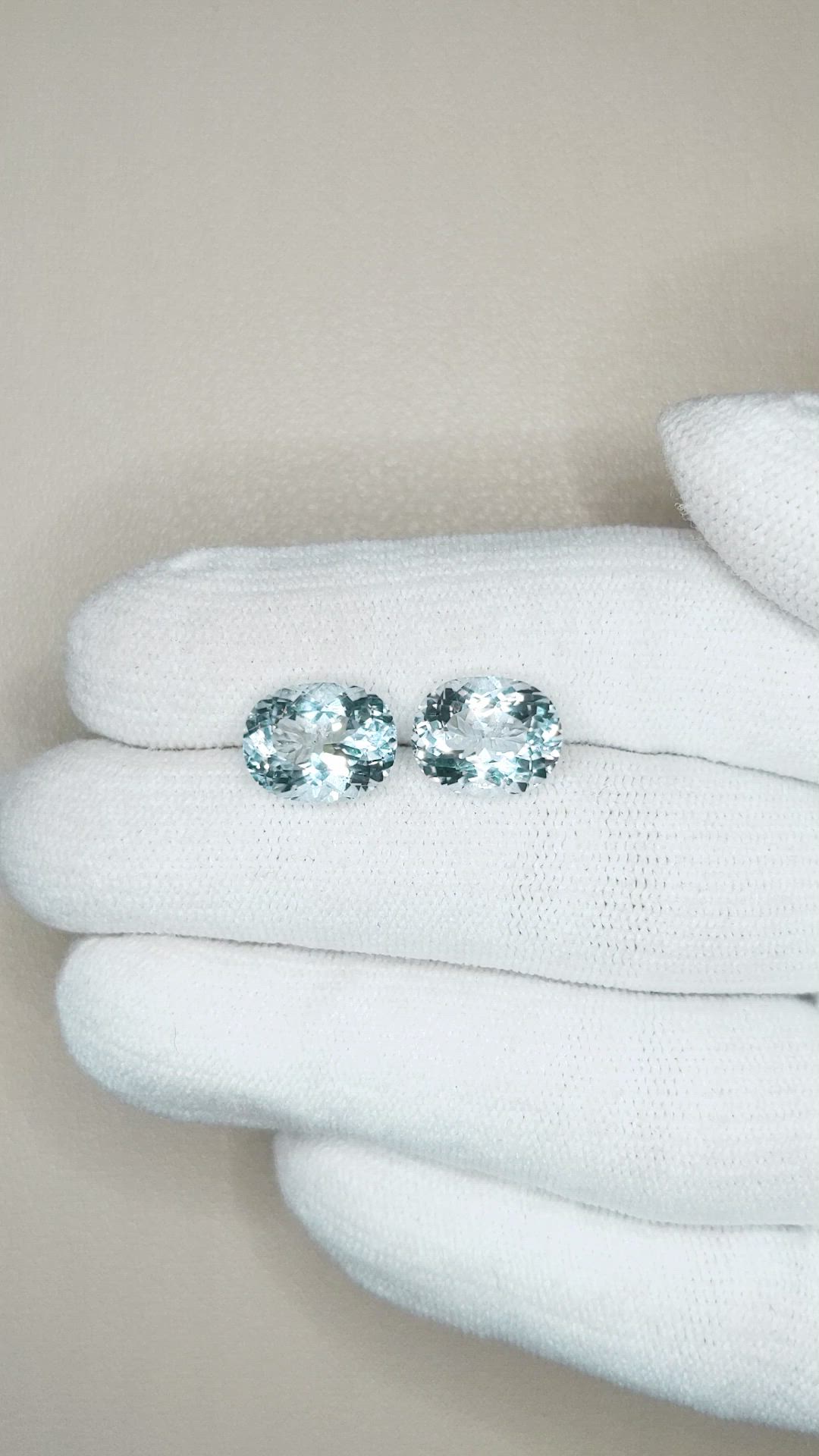 5.35 Ct.Tw.Total Carat Weight Aquamarine Pair from Brazil Size Video