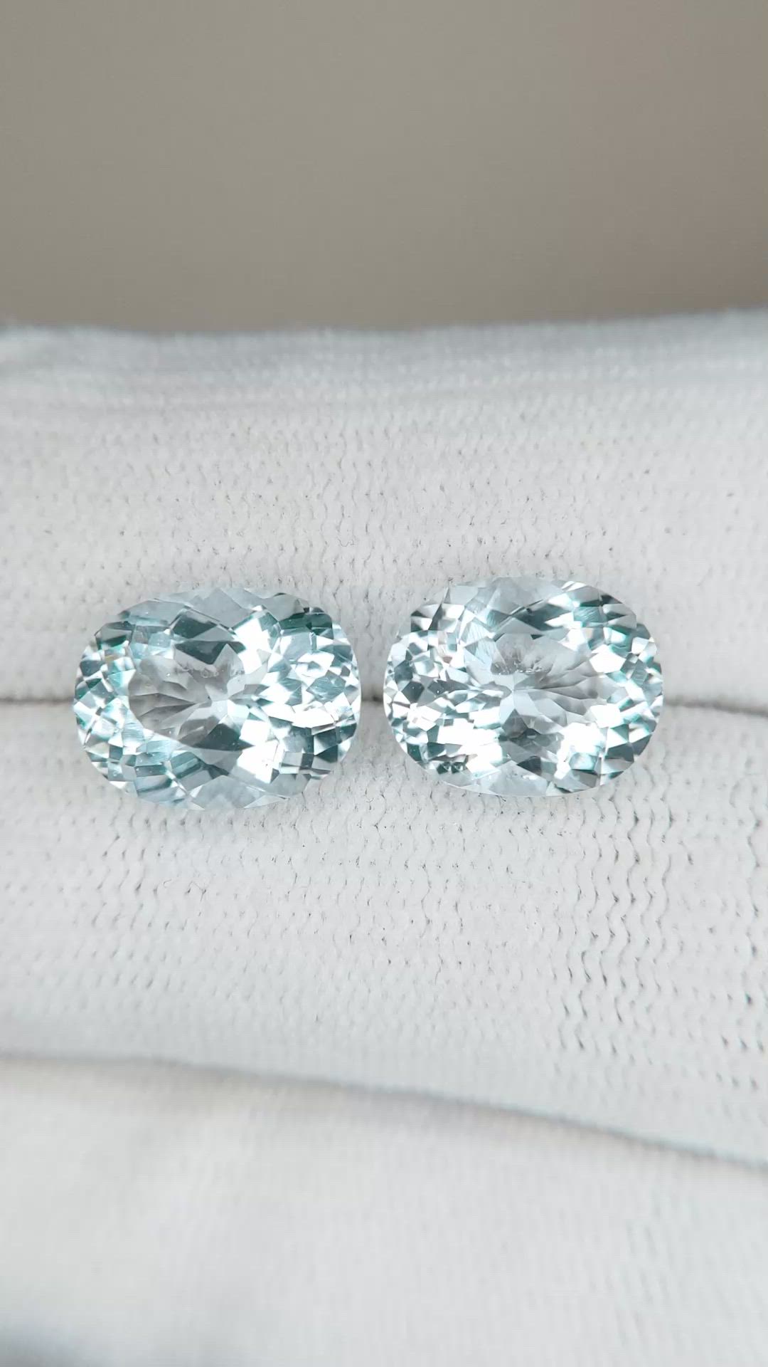 5.35 Ct.Tw.Total Carat Weight Aquamarine Pair from Brazil Size Video