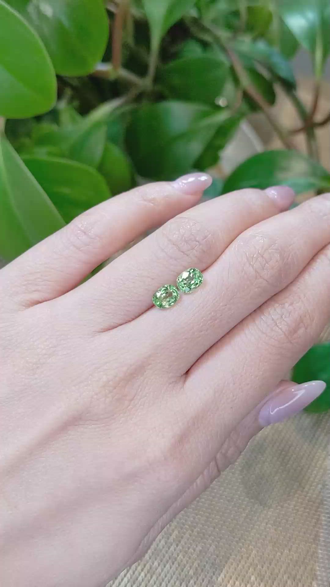 1.91&nbsp;Ct.Tw.Total Carat Weight Tsavorite Garnet Pair from Tanzania Size Video