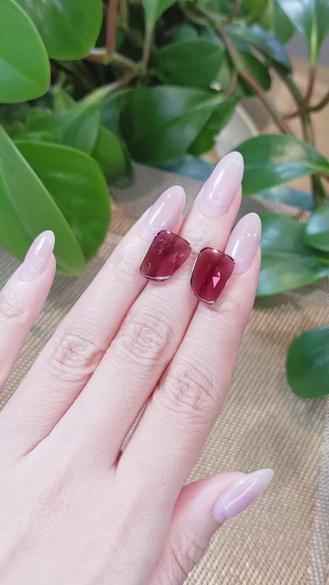 11.91&nbsp;Ct.Tw.Total Carat Weight Rubellite Tourmaline Pair from Brazil Size Video