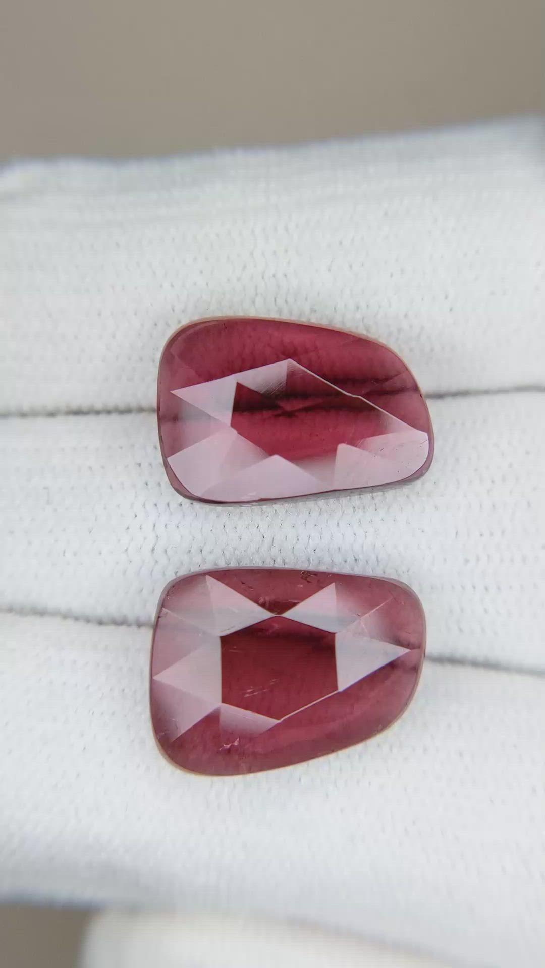 11.91&nbsp;Ct.Tw.Total Carat Weight Rubellite Tourmaline Pair from Brazil Size Video