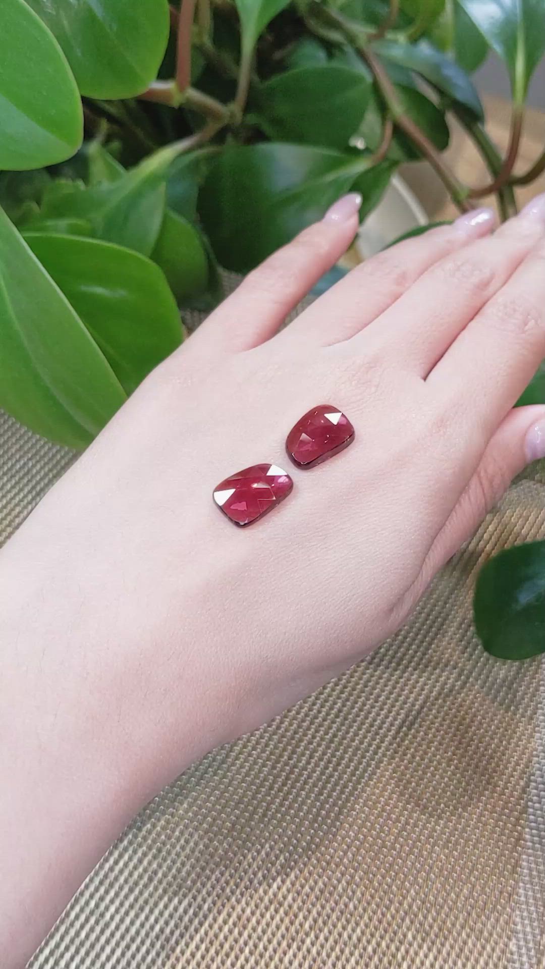 11.91&nbsp;Ct.Tw.Total Carat Weight Rubellite Tourmaline Pair from Brazil Size Video