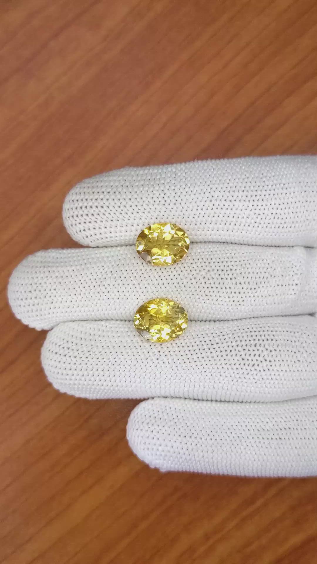 5.85&nbsp;Ct.Tw.Total Carat Weight Citrine Pair from Brazil Size Video