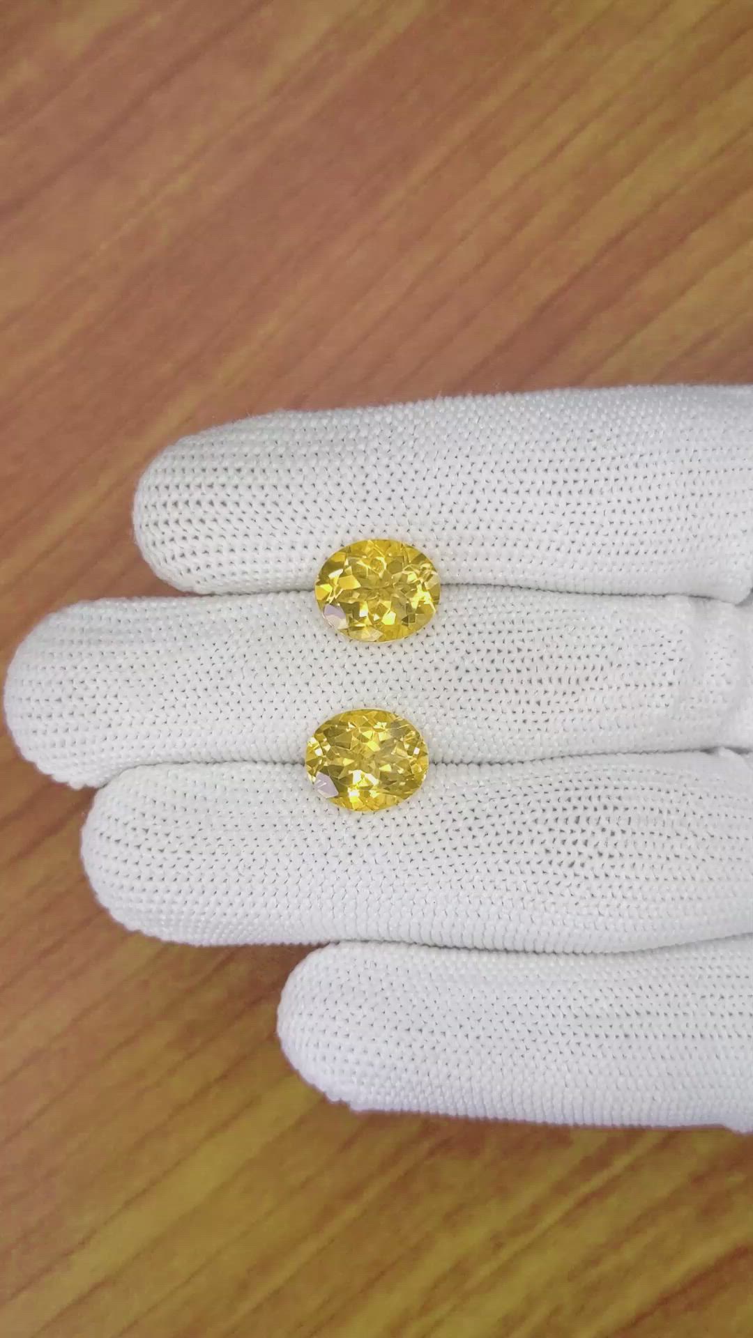 6.66&nbsp;Ct.Tw.Total Carat Weight Citrine Pair from Brazil Size Video