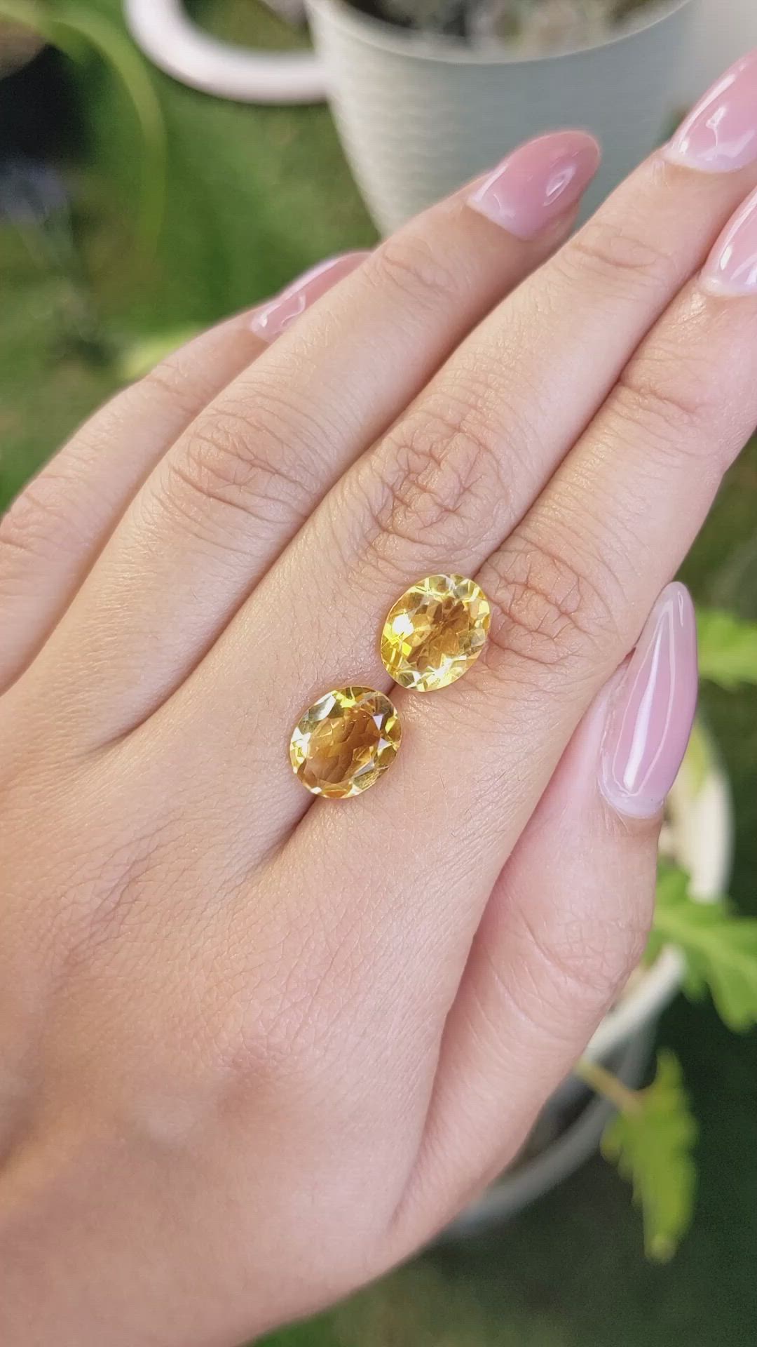 5.38&nbsp;Ct.Tw.Total Carat Weight Citrine Pair from Brazil Size Video