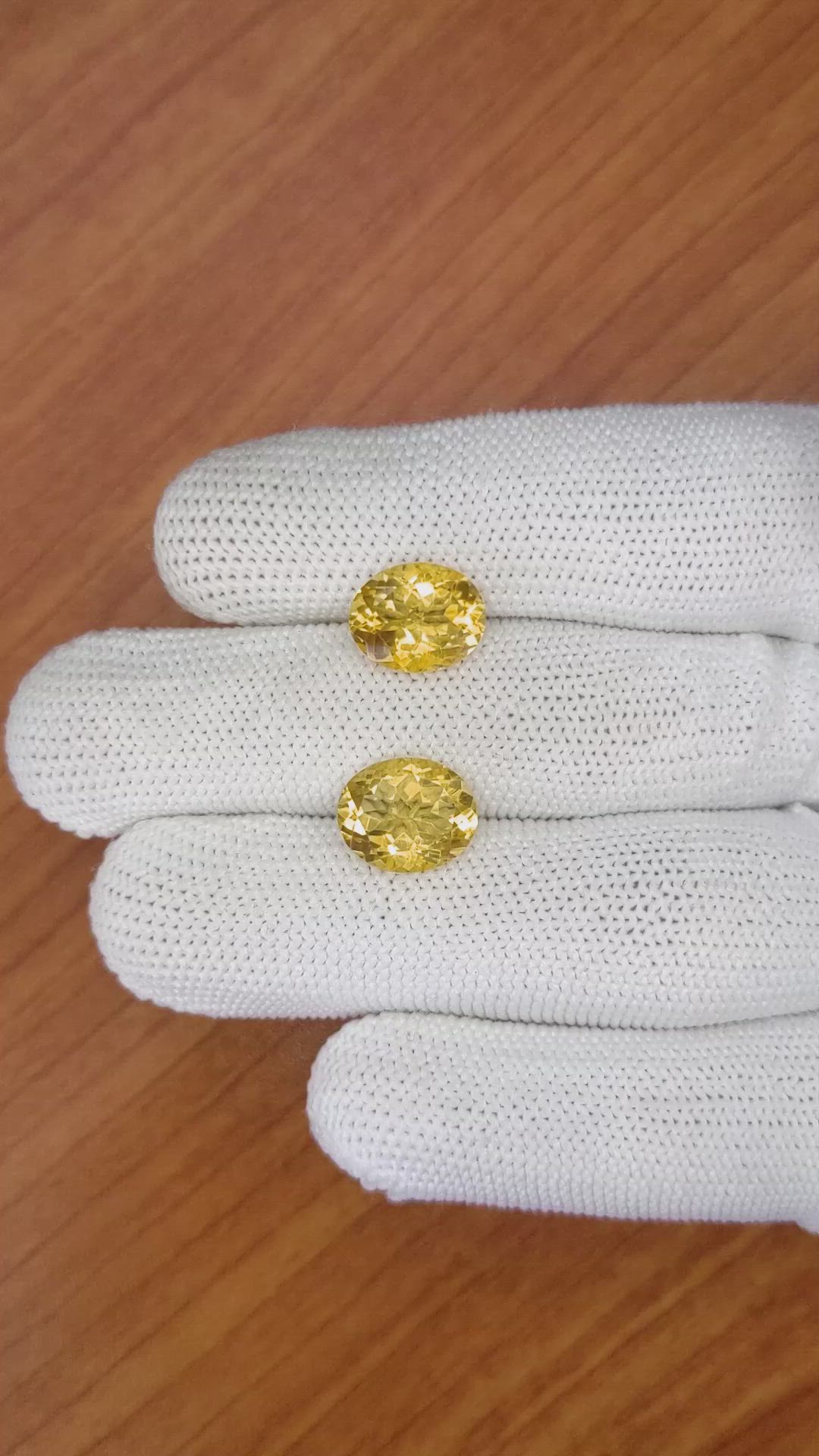 6.37&nbsp;Ct.Tw.Total Carat Weight Citrine Pair from Brazil Size Video