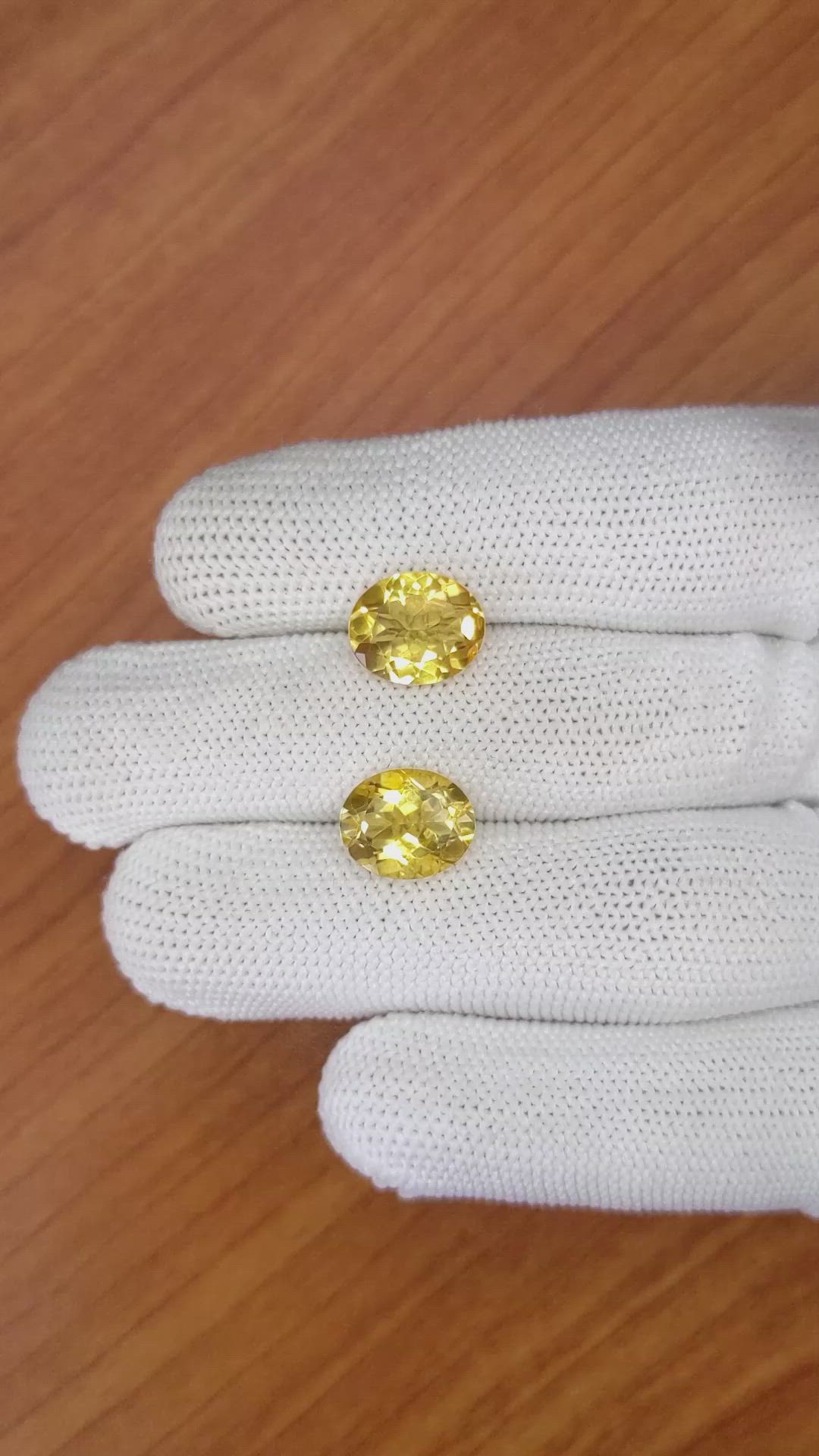 6.14&nbsp;Ct.Tw.Total Carat Weight Citrine Pair from Brazil Size Video