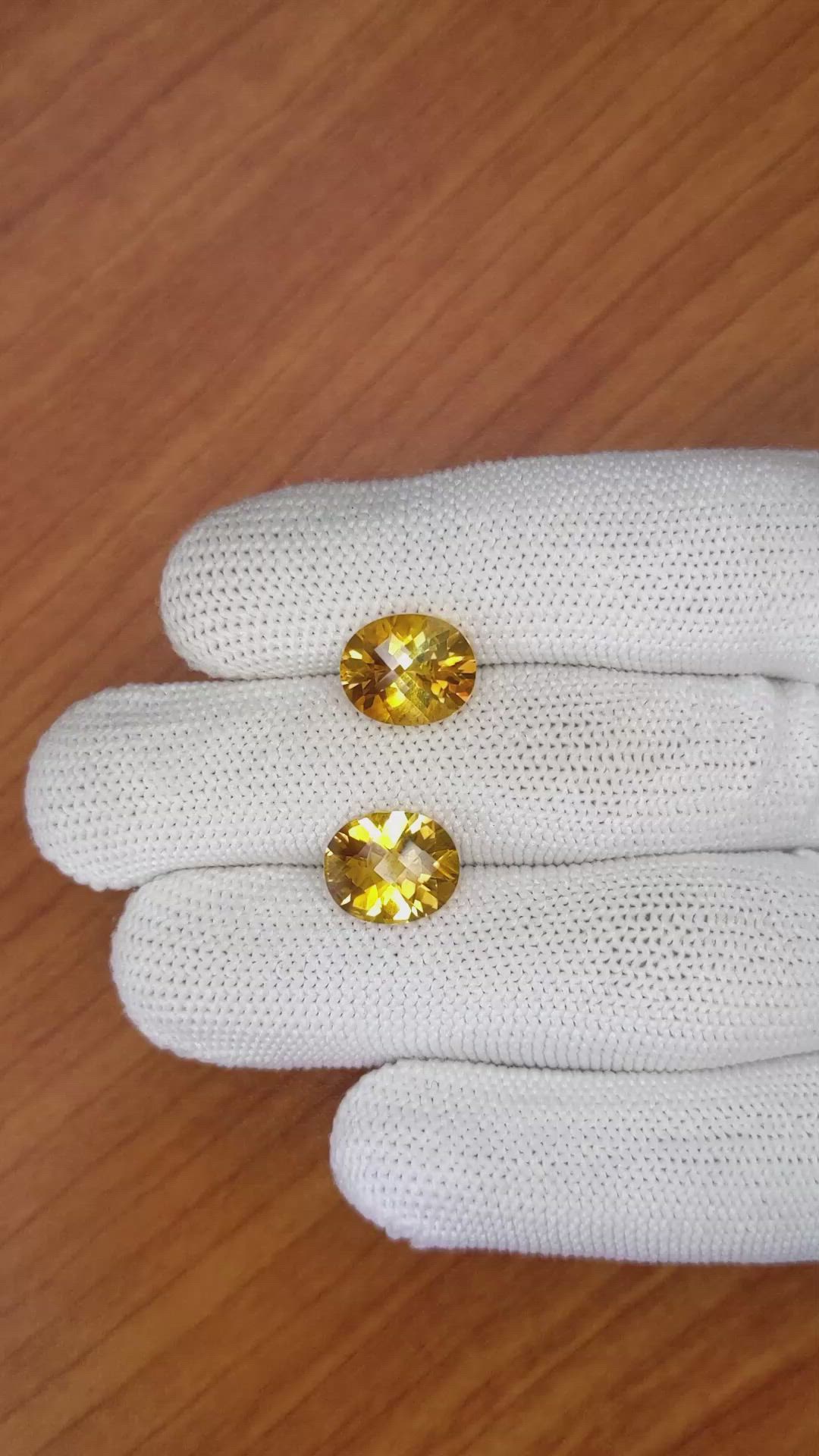 5.80&nbsp;Ct.Tw.Total Carat Weight Citrine Pair from Brazil Size Video