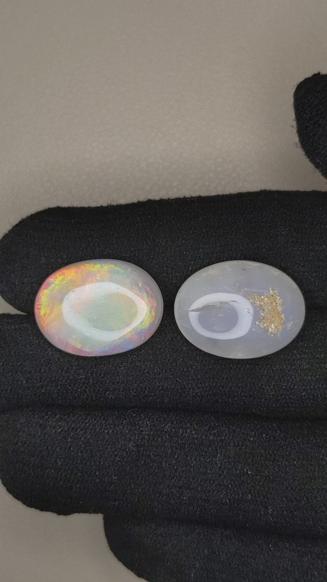 14.07&nbsp;Ct.Tw.Total Carat Weight Cabochon Opal Pair from Australia Size Video