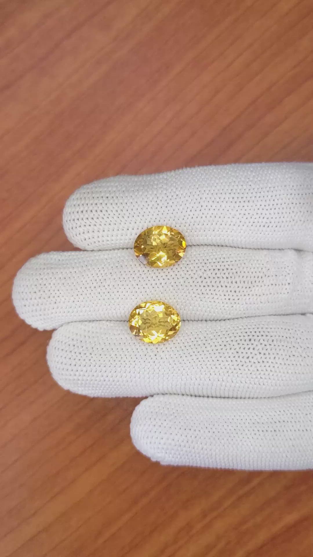 6.24&nbsp;Ct.Tw.Total Carat Weight Citrine Pair from Brazil Size Video