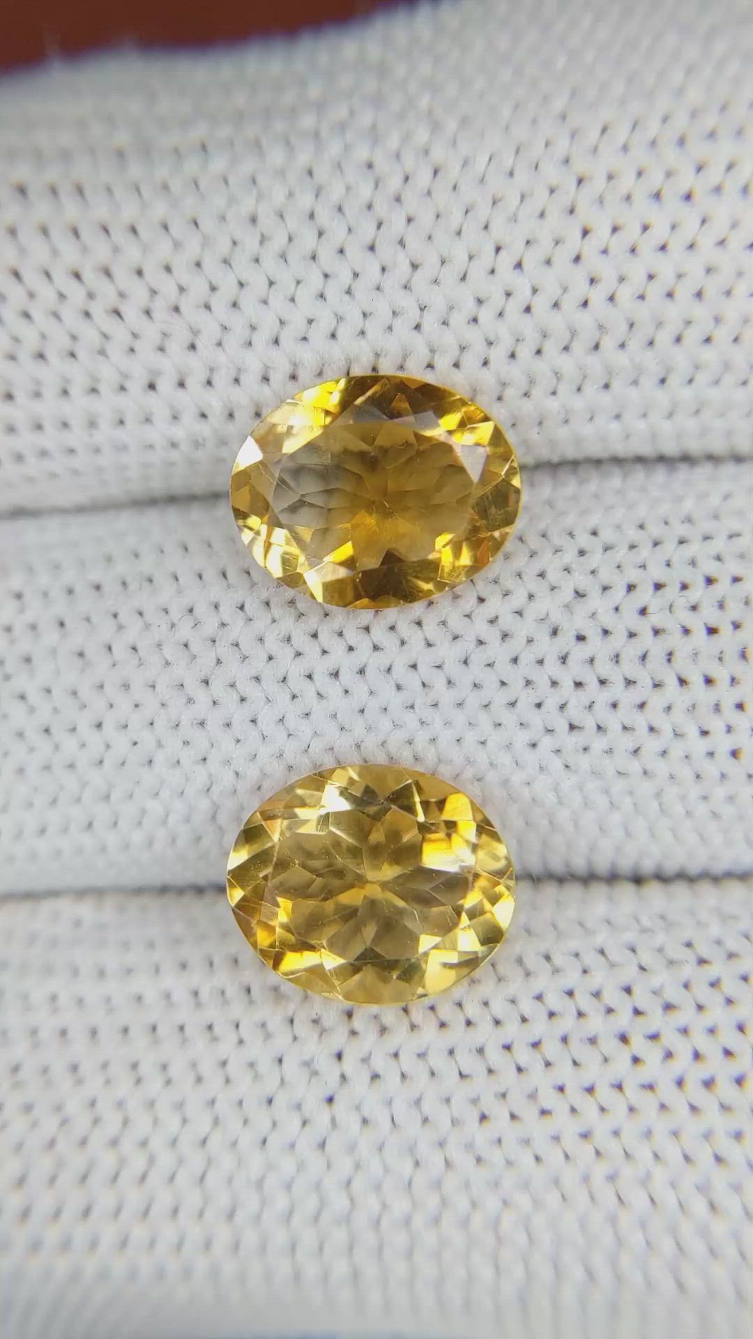 5.19&nbsp;Ct.Tw.Total Carat Weight Citrine Pair from Brazil Size Video
