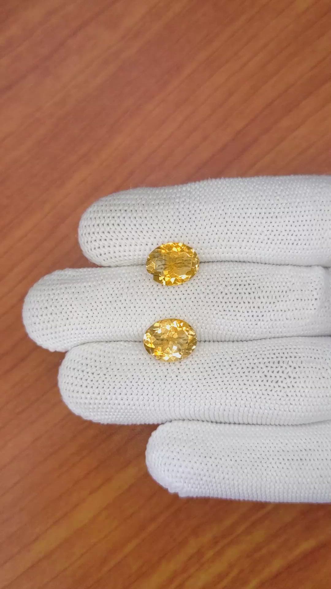 5.19&nbsp;Ct.Tw.Total Carat Weight Citrine Pair from Brazil Size Video