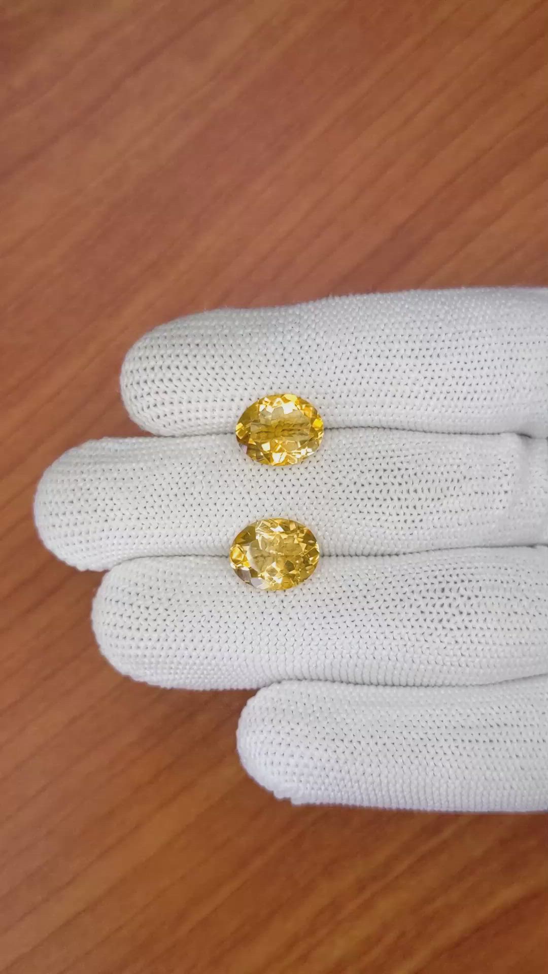 5.74&nbsp;Ct.Tw.Total Carat Weight Citrine Pair from Brazil Size Video