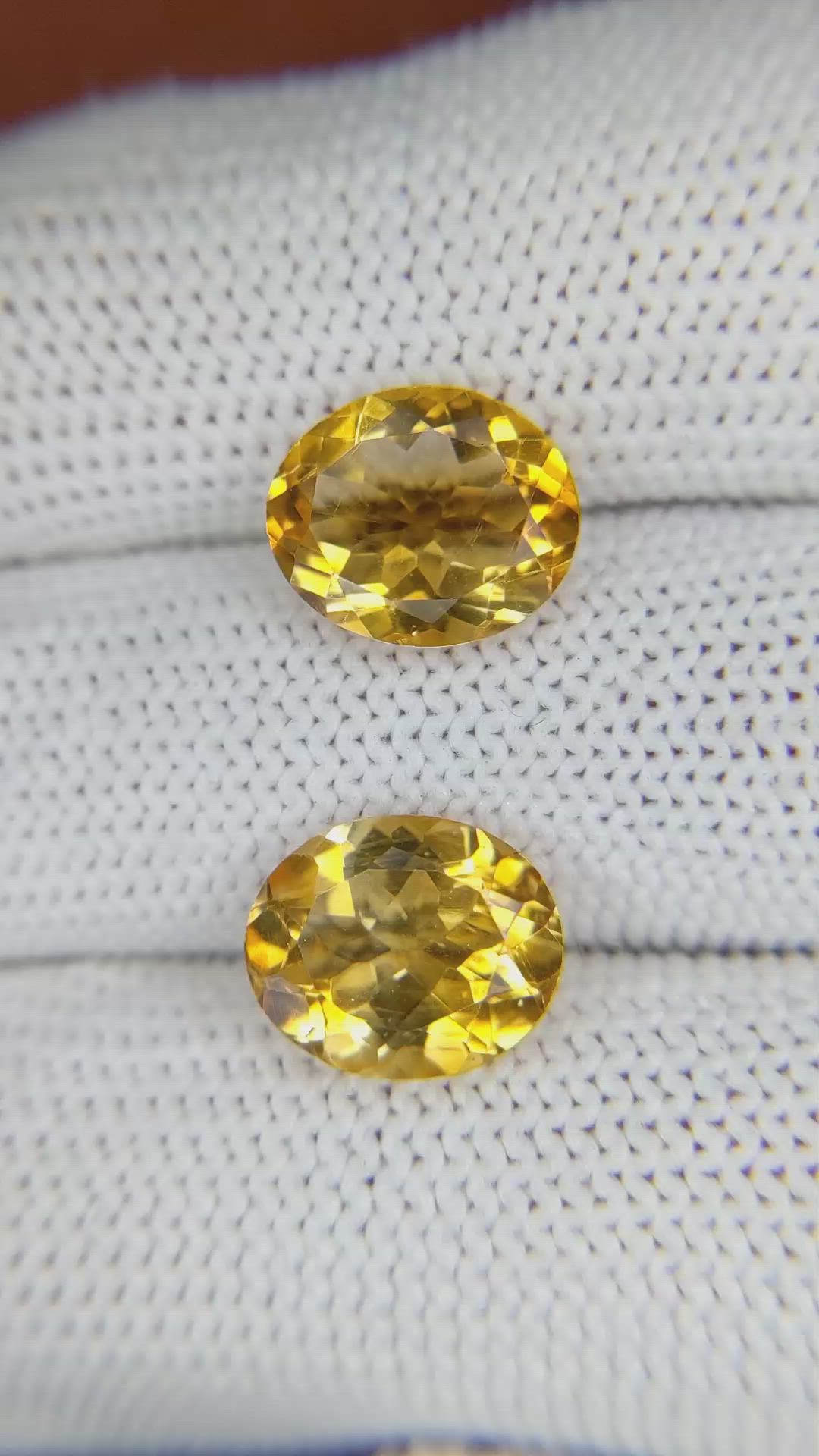 5.74&nbsp;Ct.Tw.Total Carat Weight Citrine Pair from Brazil Size Video