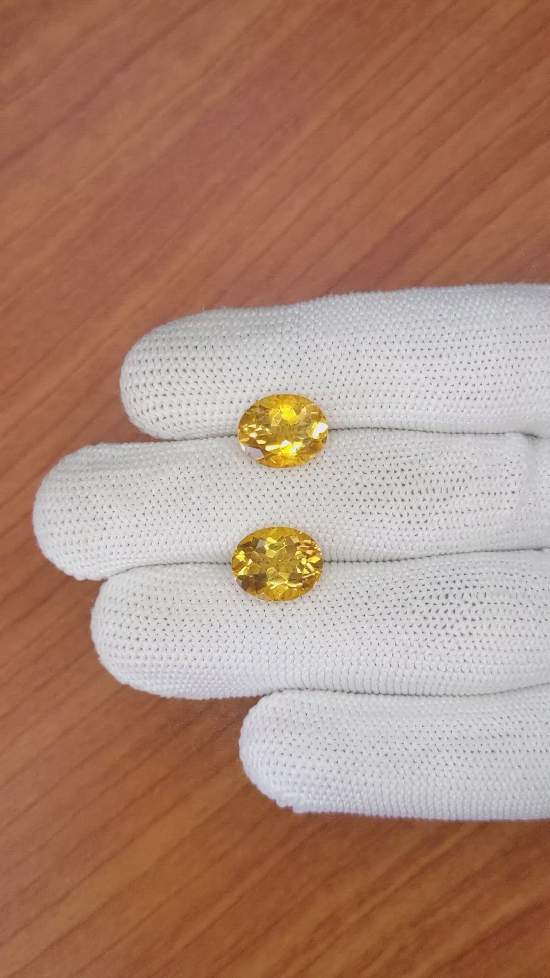 6.86&nbsp;Ct.Tw.Total Carat Weight Citrine Pair from Brazil Size Video