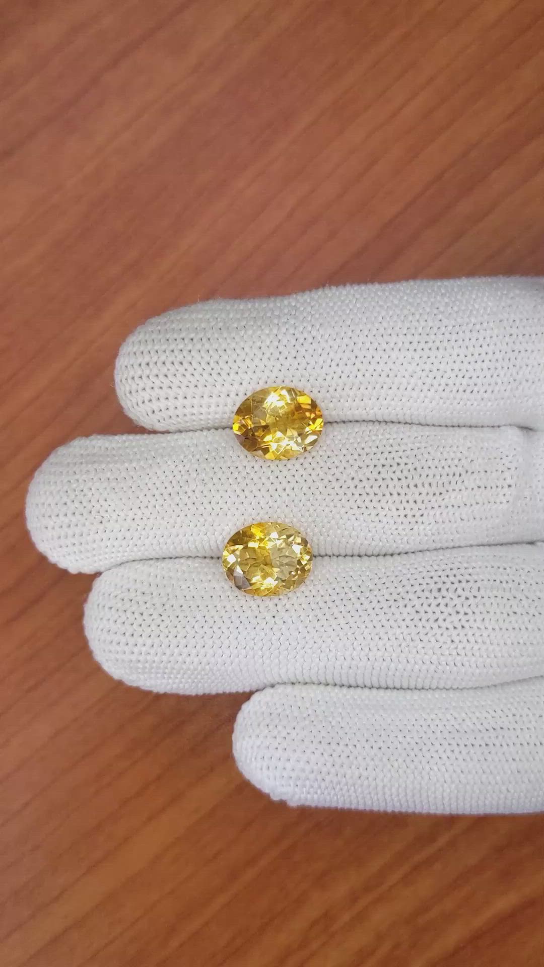6.20&nbsp;Ct.Tw.Total Carat Weight Citrine Pair from Brazil Size Video