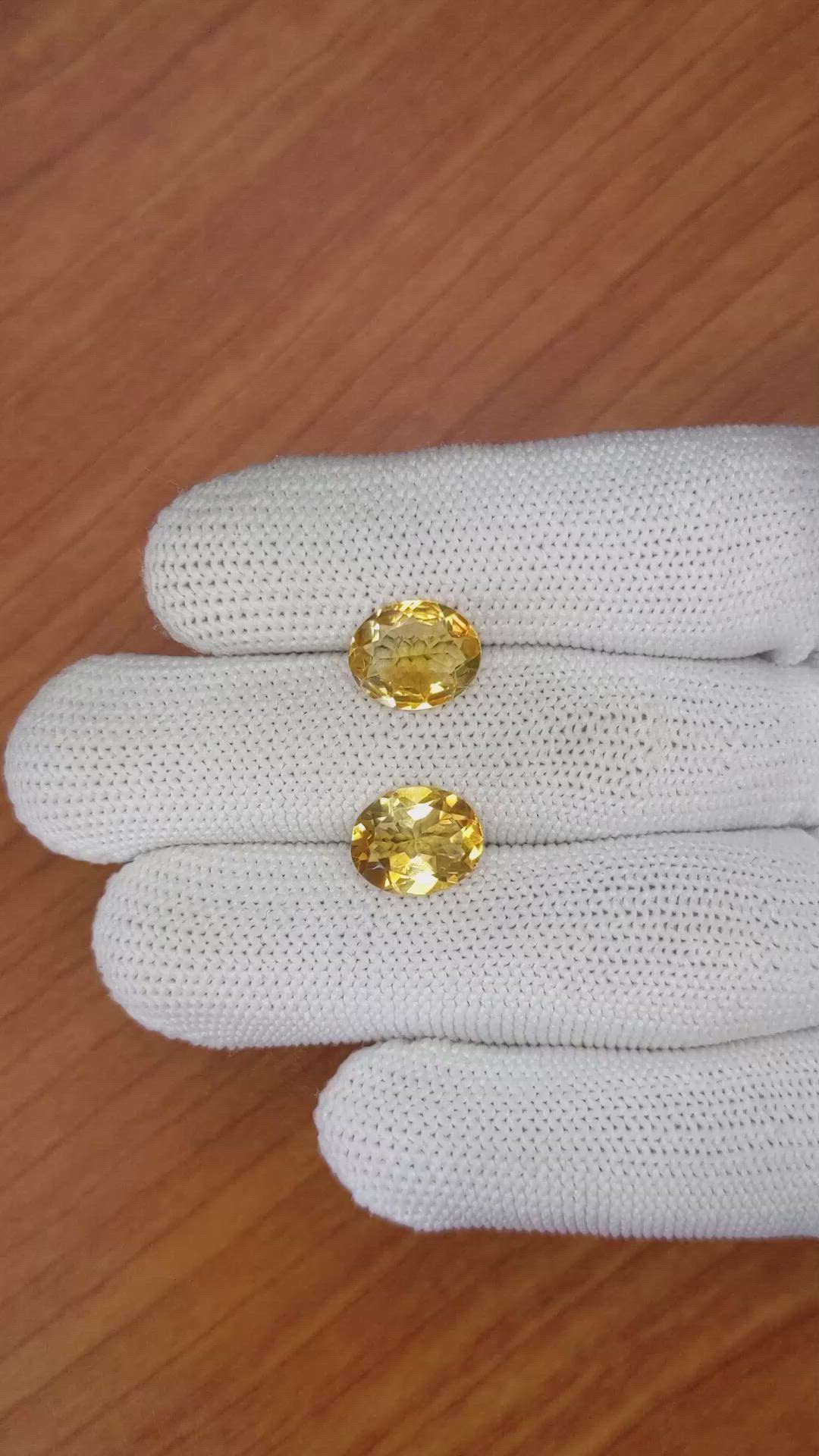 4.86&nbsp;Ct.Tw.Total Carat Weight Citrine Pair from Brazil Size Video