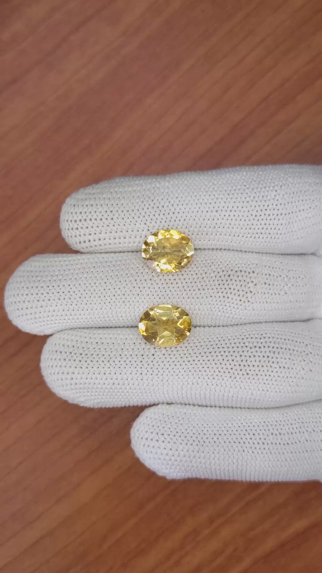 5.42&nbsp;Ct.Tw.Total Carat Weight Citrine Pair from Brazil Size Video