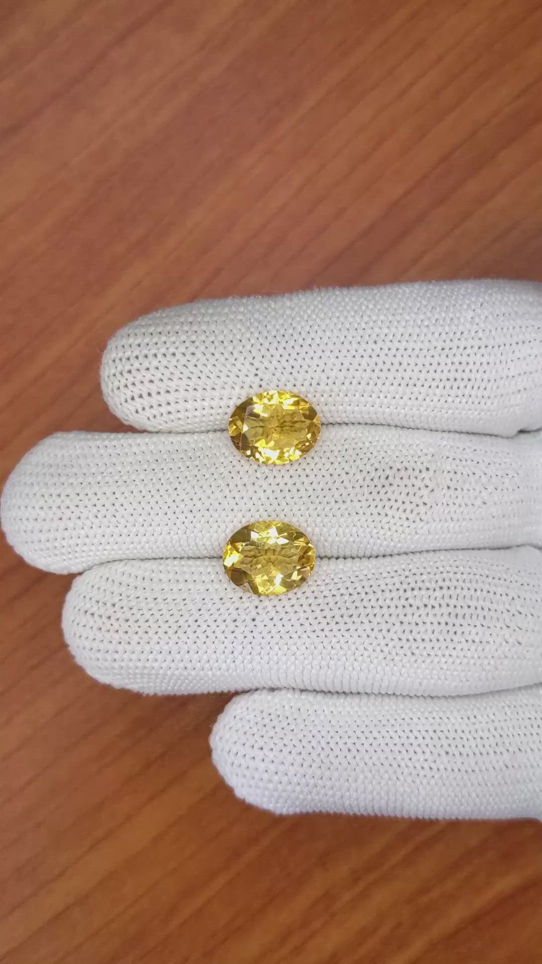 5.46&nbsp;Ct.Tw.Total Carat Weight Citrine Pair from Brazil Size Video