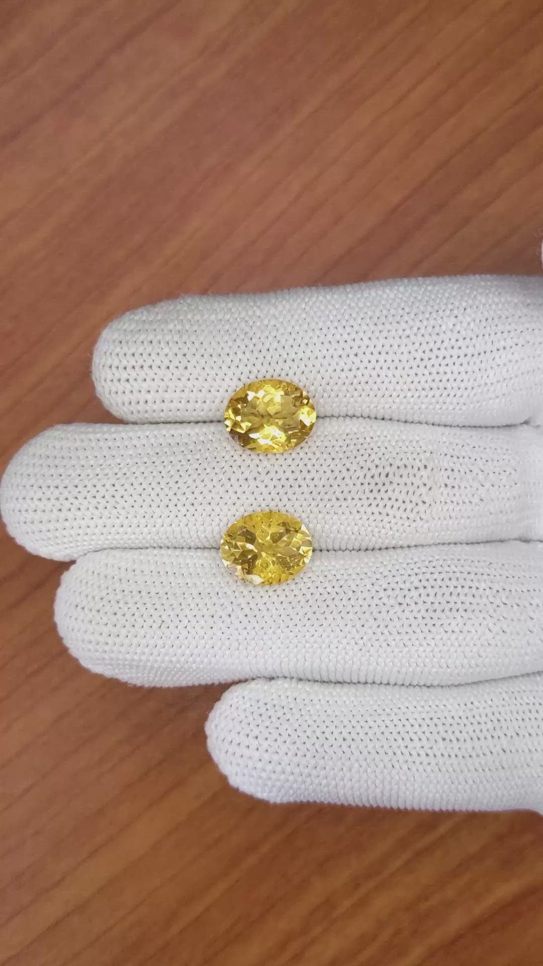6.42&nbsp;Ct.Tw.Total Carat Weight Citrine Pair from Brazil Size Video