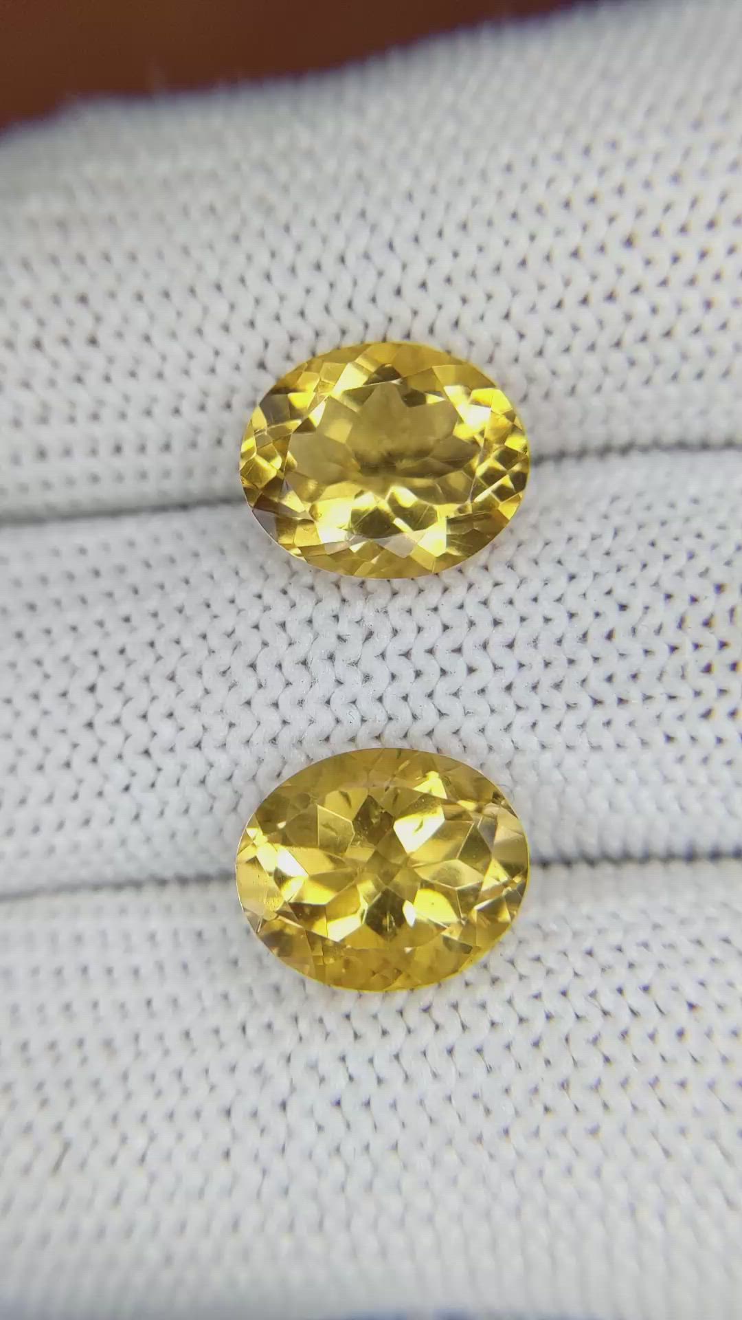 6.42&nbsp;Ct.Tw.Total Carat Weight Citrine Pair from Brazil Size Video
