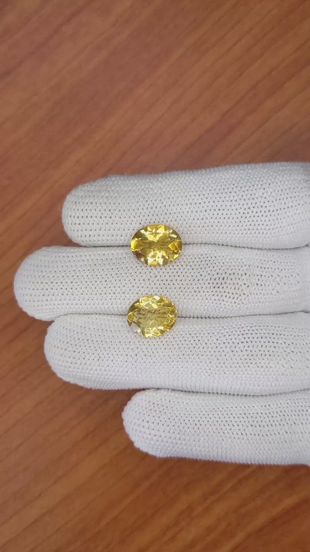 5.94&nbsp;Ct.Tw.Total Carat Weight Citrine Pair from Brazil Size Video