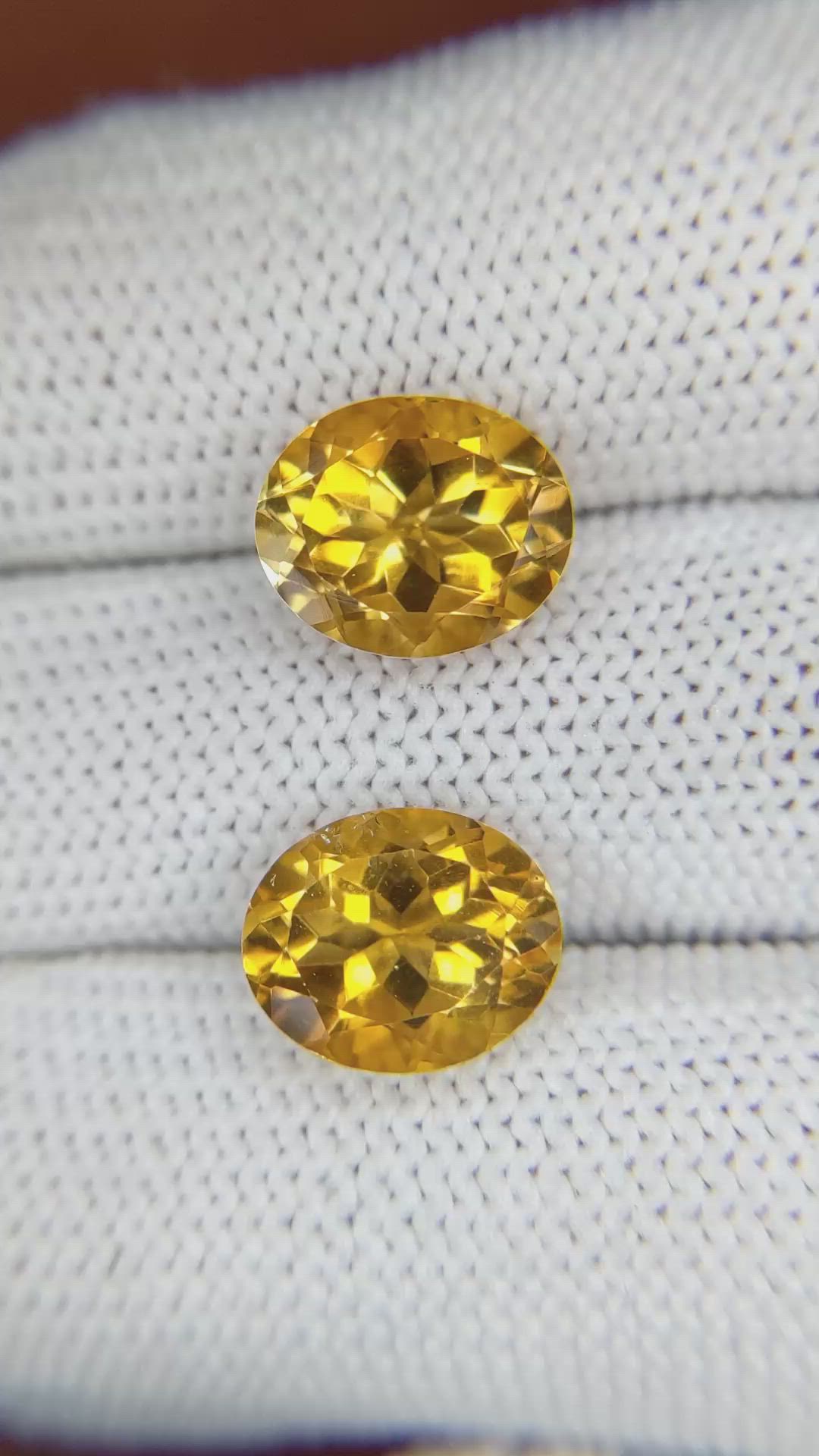 6.81&nbsp;Ct.Tw.Total Carat Weight Citrine Pair from Brazil Size Video