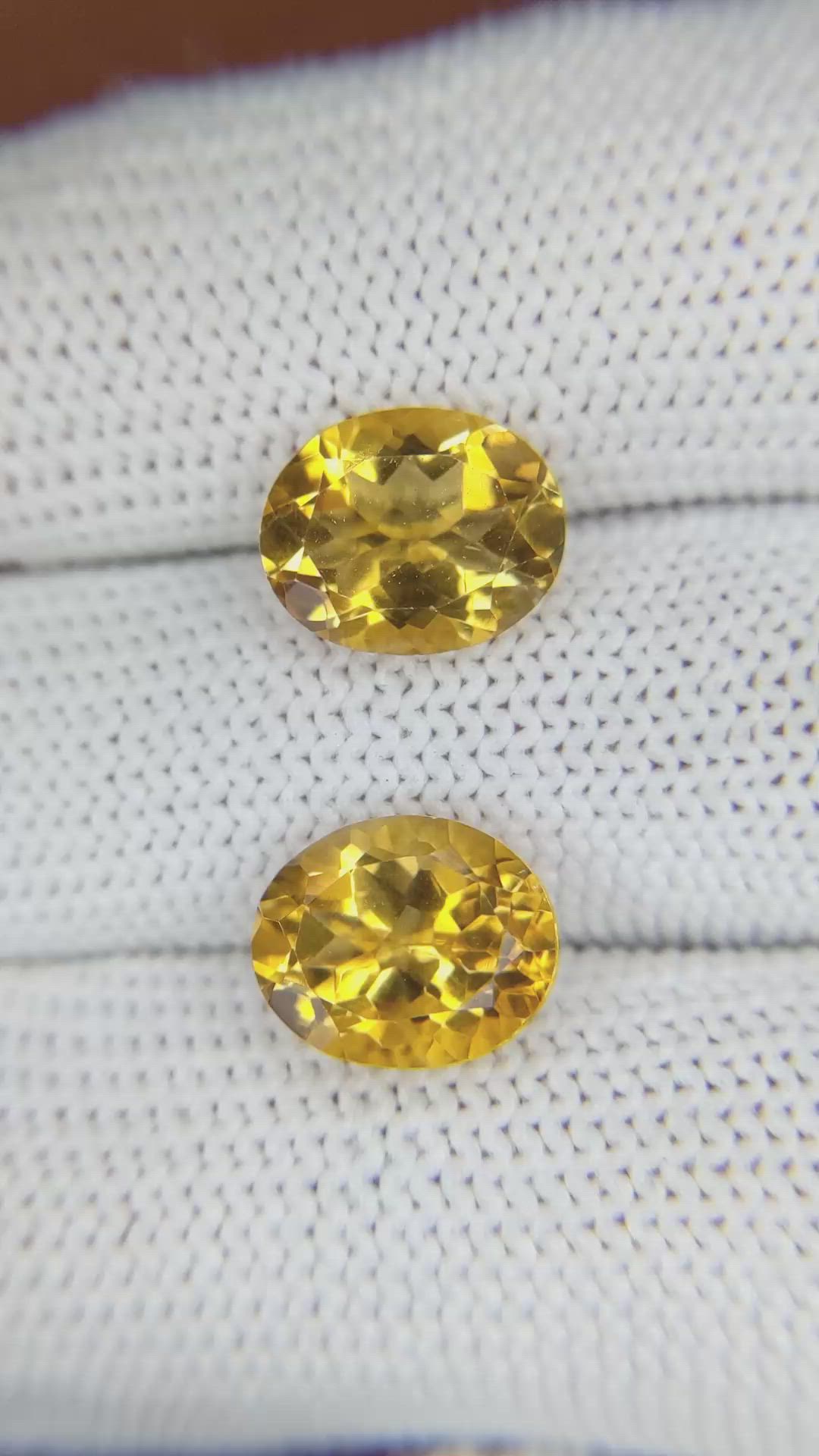 5.97&nbsp;Ct.Tw.Total Carat Weight Citrine Pair from Brazil Size Video