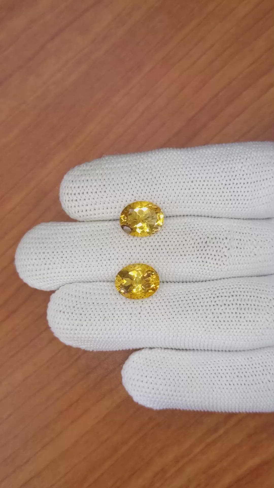 5.97&nbsp;Ct.Tw.Total Carat Weight Citrine Pair from Brazil Size Video