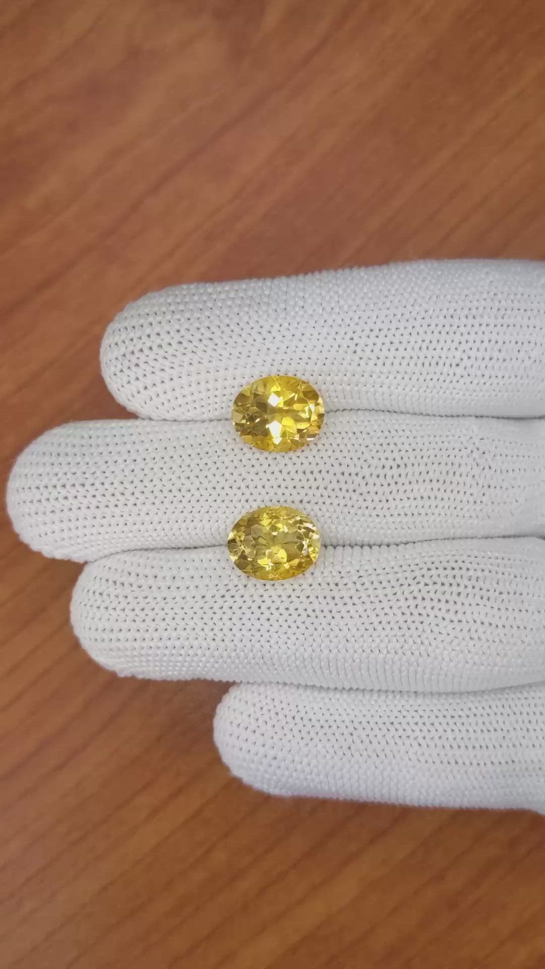 6.33&nbsp;Ct.Tw.Total Carat Weight Citrine Pair from Brazil Size Video