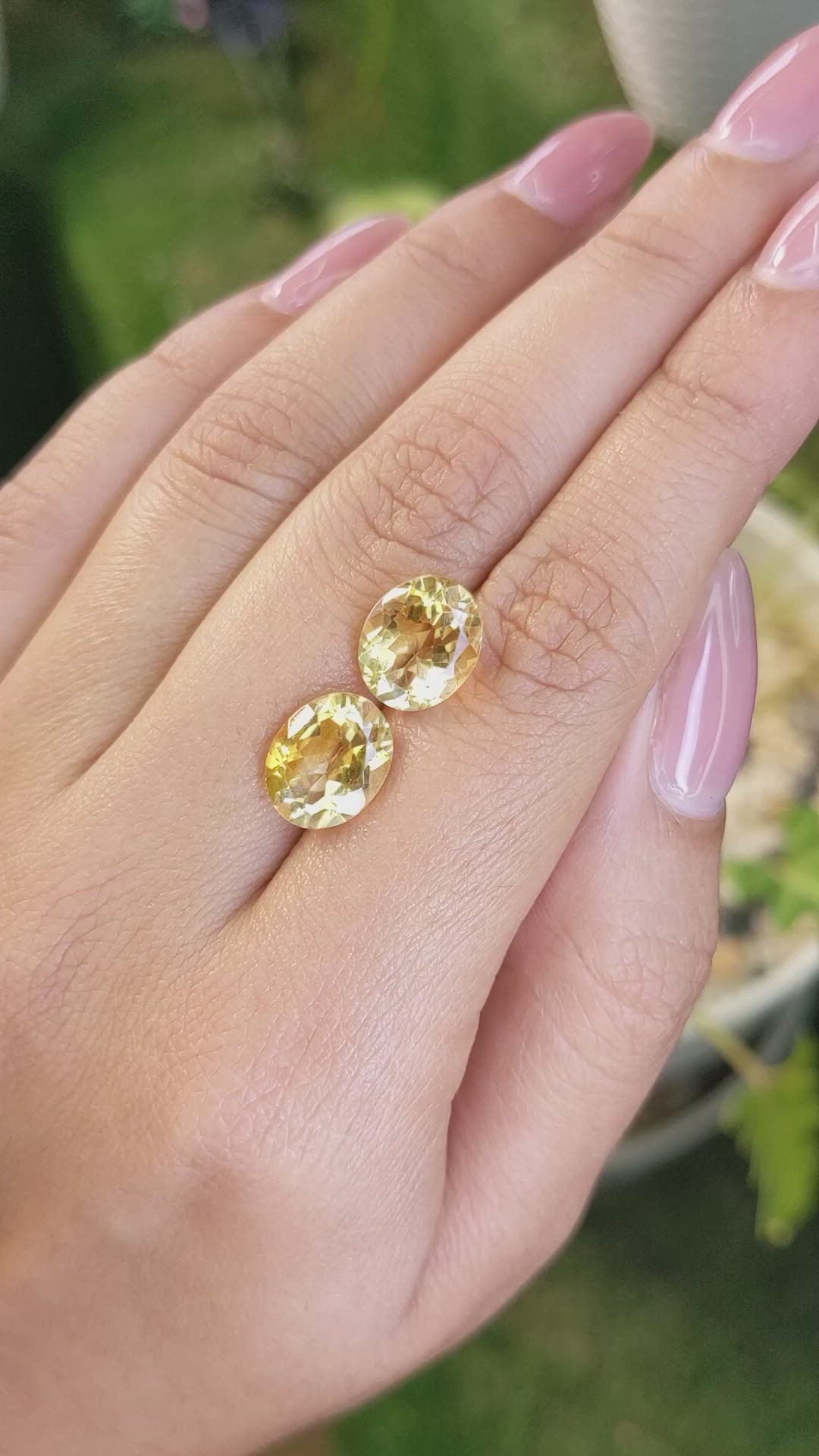 6.18&nbsp;Ct.Tw.Total Carat Weight Citrine Pair from Brazil Size Video