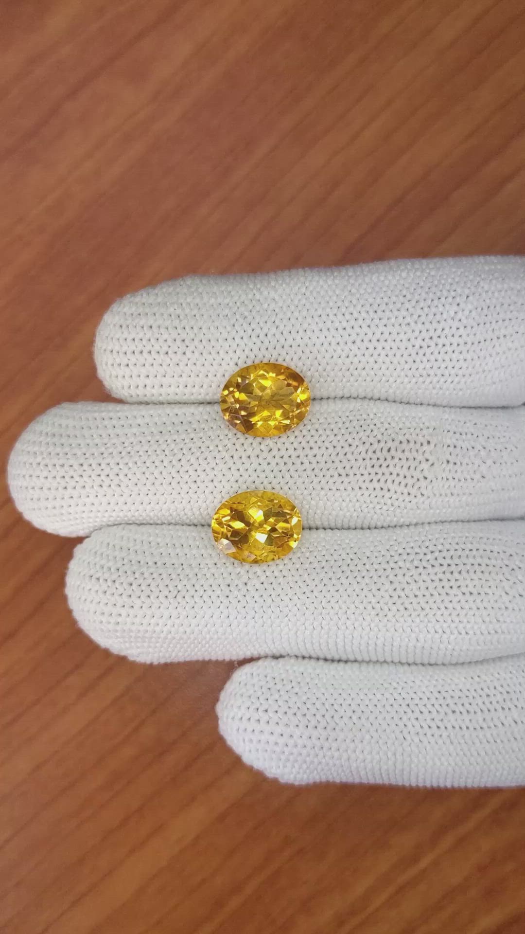 6.03&nbsp;Ct.Tw.Total Carat Weight Citrine Pair from Brazil Size Video