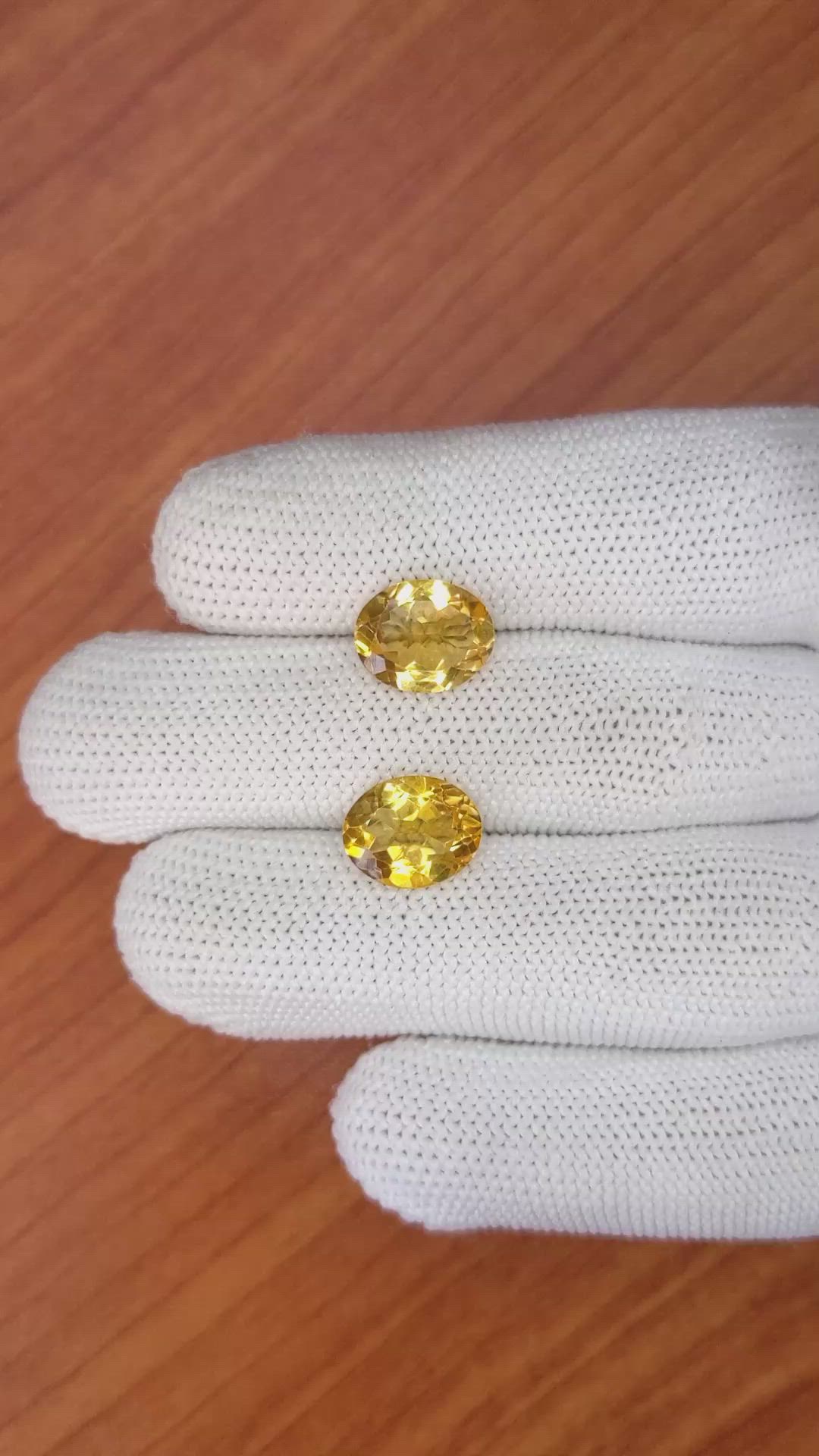 5.38&nbsp;Ct.Tw.Total Carat Weight Citrine Pair from Brazil Size Video