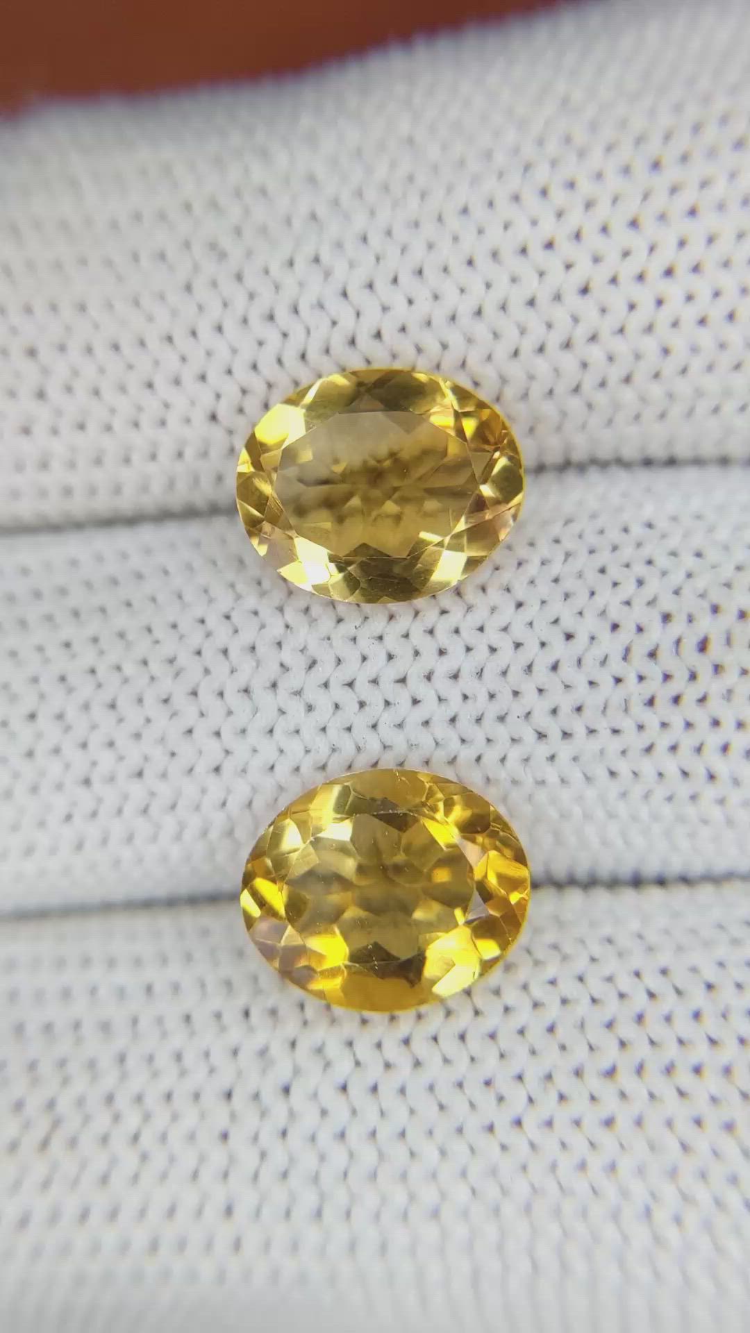 5.38&nbsp;Ct.Tw.Total Carat Weight Citrine Pair from Brazil Size Video