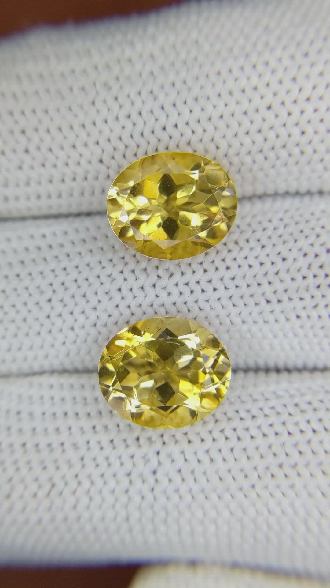 7.39&nbsp;Ct.Tw.Total Carat Weight Citrine Pair from Brazil Size Video