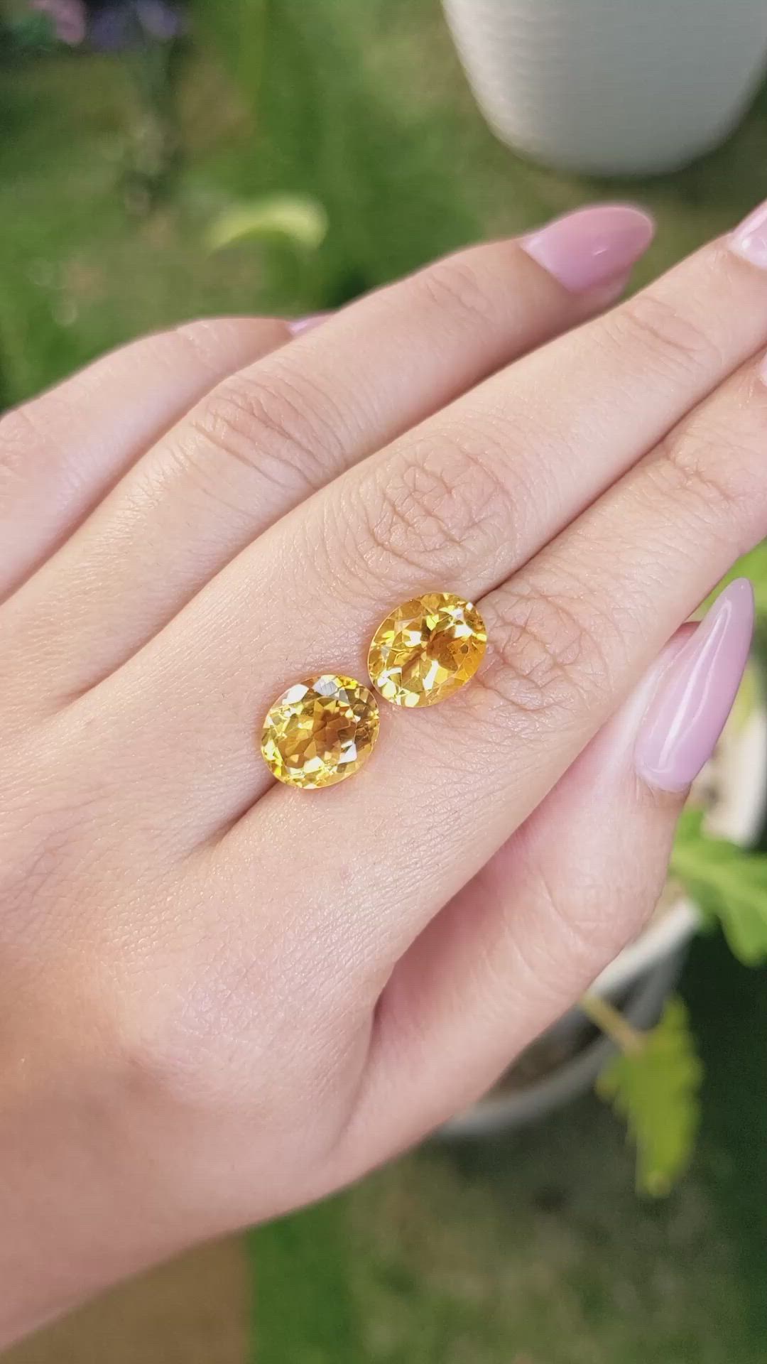 6.90&nbsp;Ct.Tw.Total Carat Weight Citrine Pair from Brazil Size Video