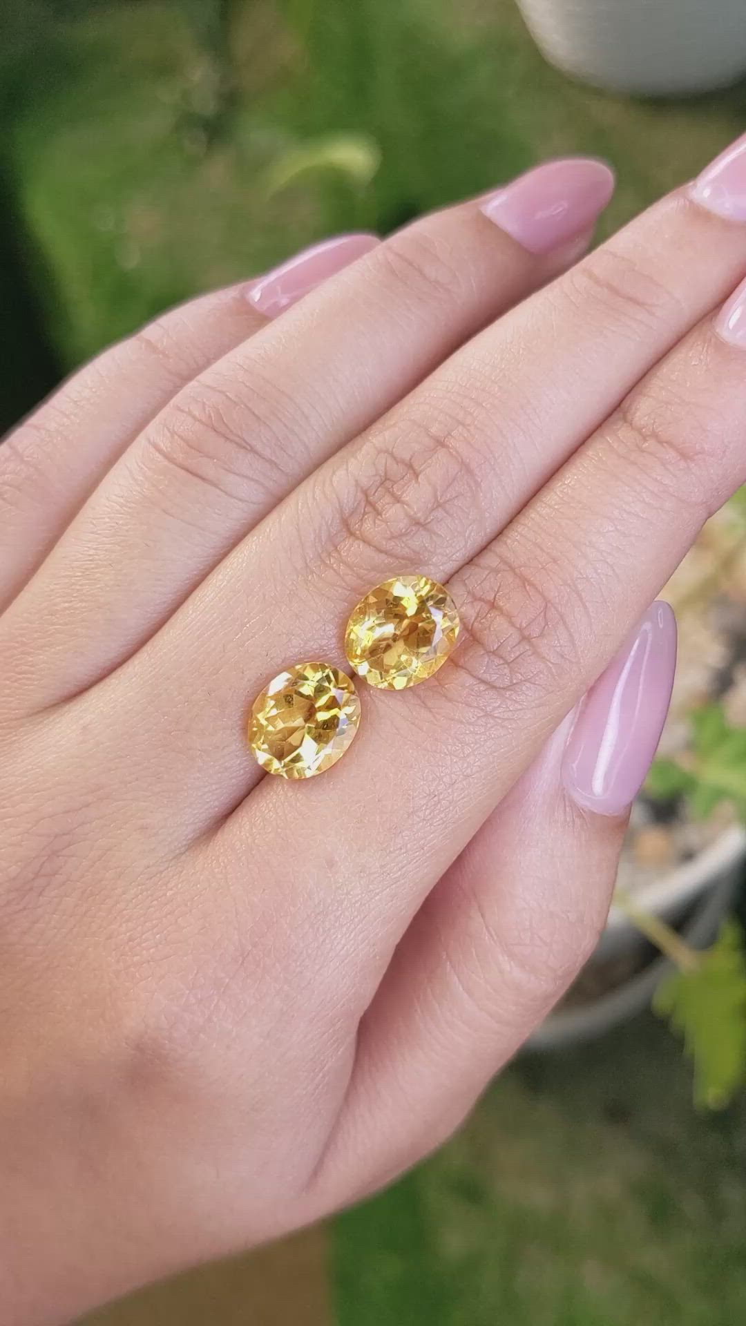 6.74&nbsp;Ct.Tw.Total Carat Weight Citrine Pair from Brazil Size Video