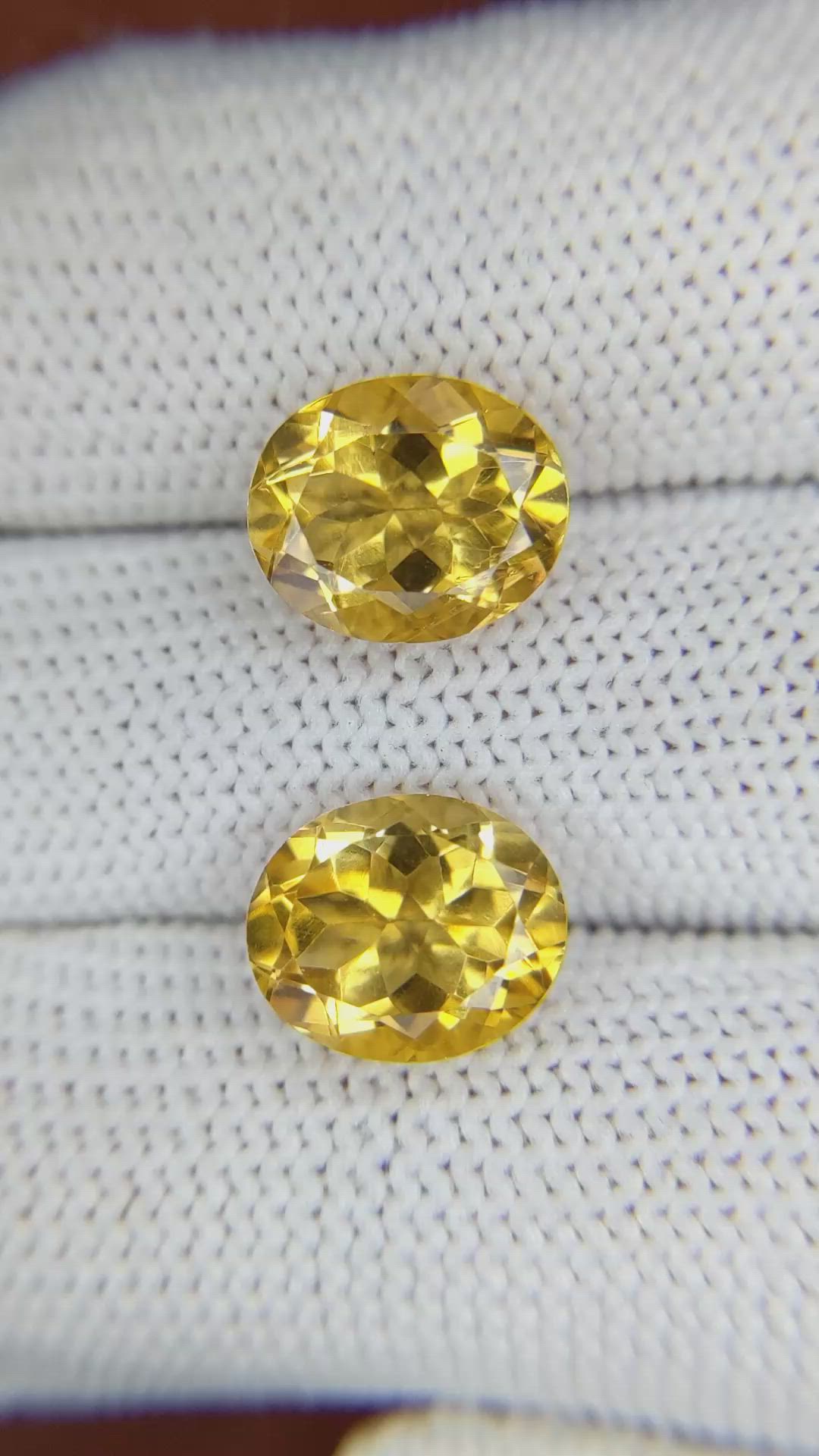 6.74&nbsp;Ct.Tw.Total Carat Weight Citrine Pair from Brazil Size Video