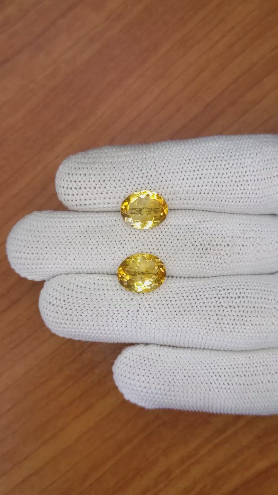 5.91&nbsp;Ct.Tw.Total Carat Weight Citrine Pair from Brazil Size Video