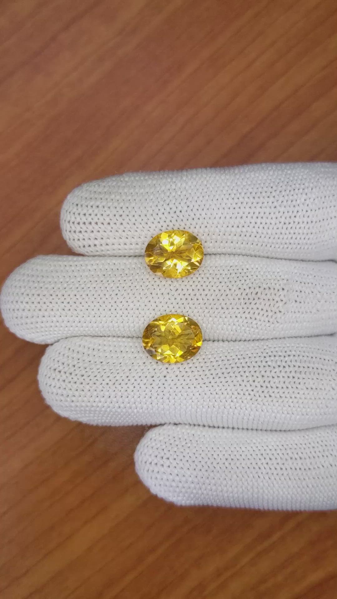 6.14&nbsp;Ct.Tw.Total Carat Weight Citrine Pair from Brazil Size Video
