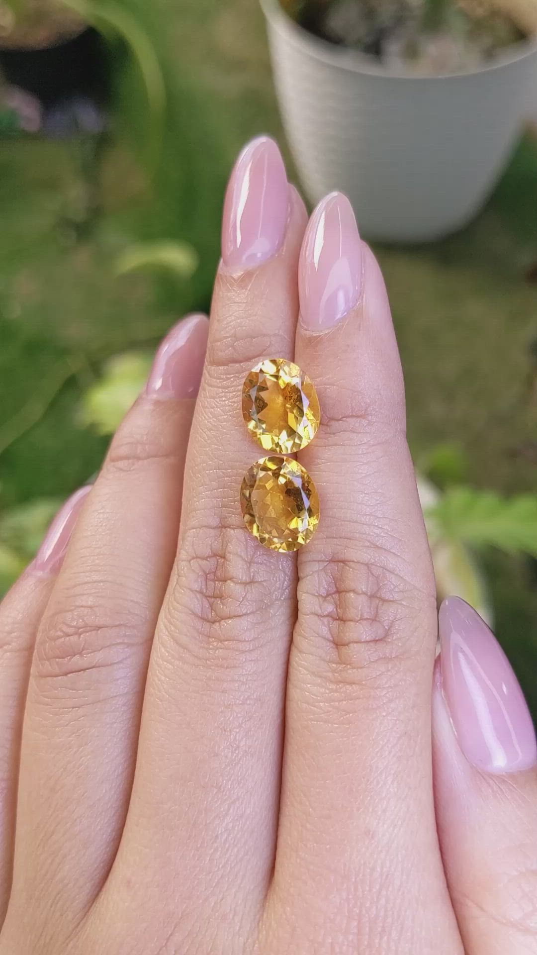 6.14&nbsp;Ct.Tw.Total Carat Weight Citrine Pair from Brazil Size Video