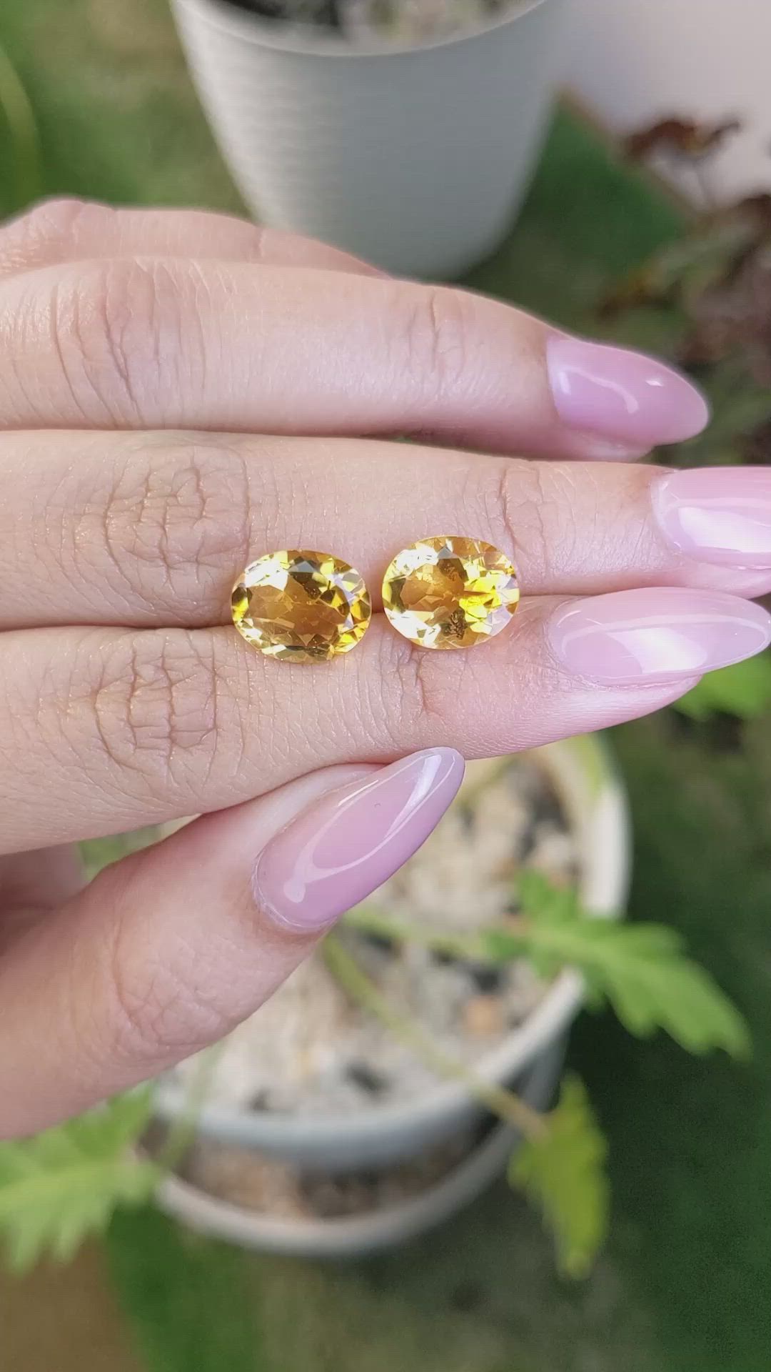 6.14&nbsp;Ct.Tw.Total Carat Weight Citrine Pair from Brazil Size Video
