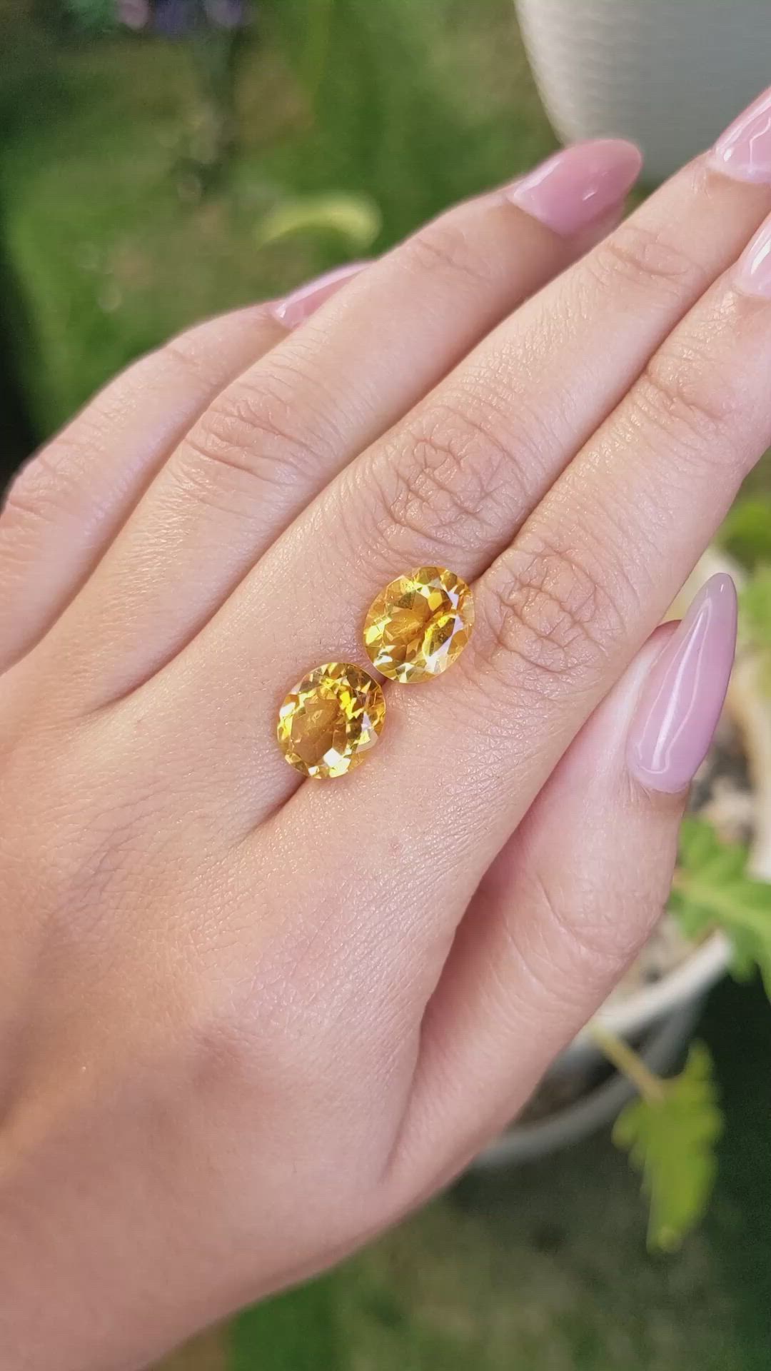 6.14&nbsp;Ct.Tw.Total Carat Weight Citrine Pair from Brazil Size Video