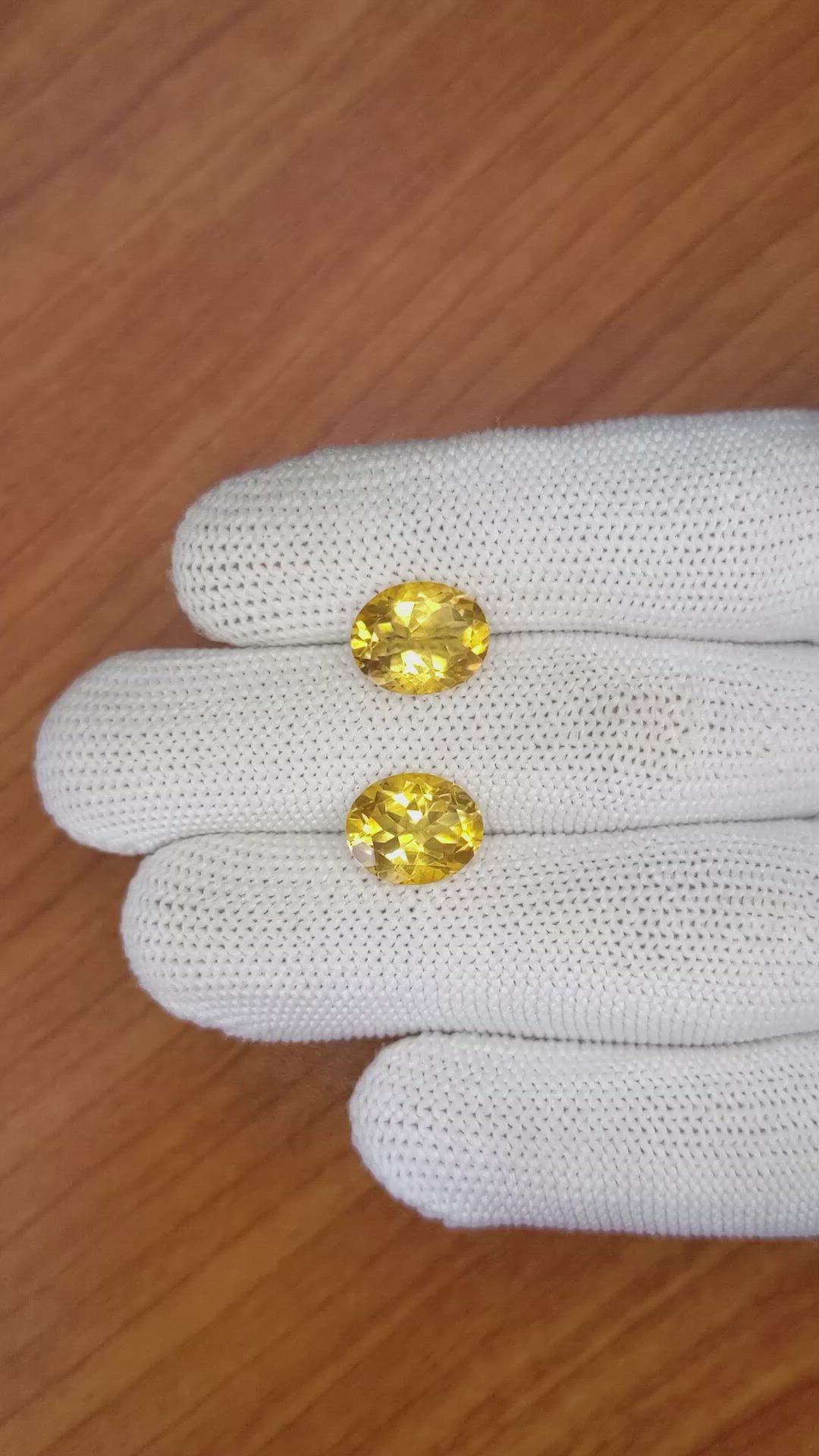 6.20&nbsp;Ct.Tw.Total Carat Weight Citrine Pair from Brazil Size Video