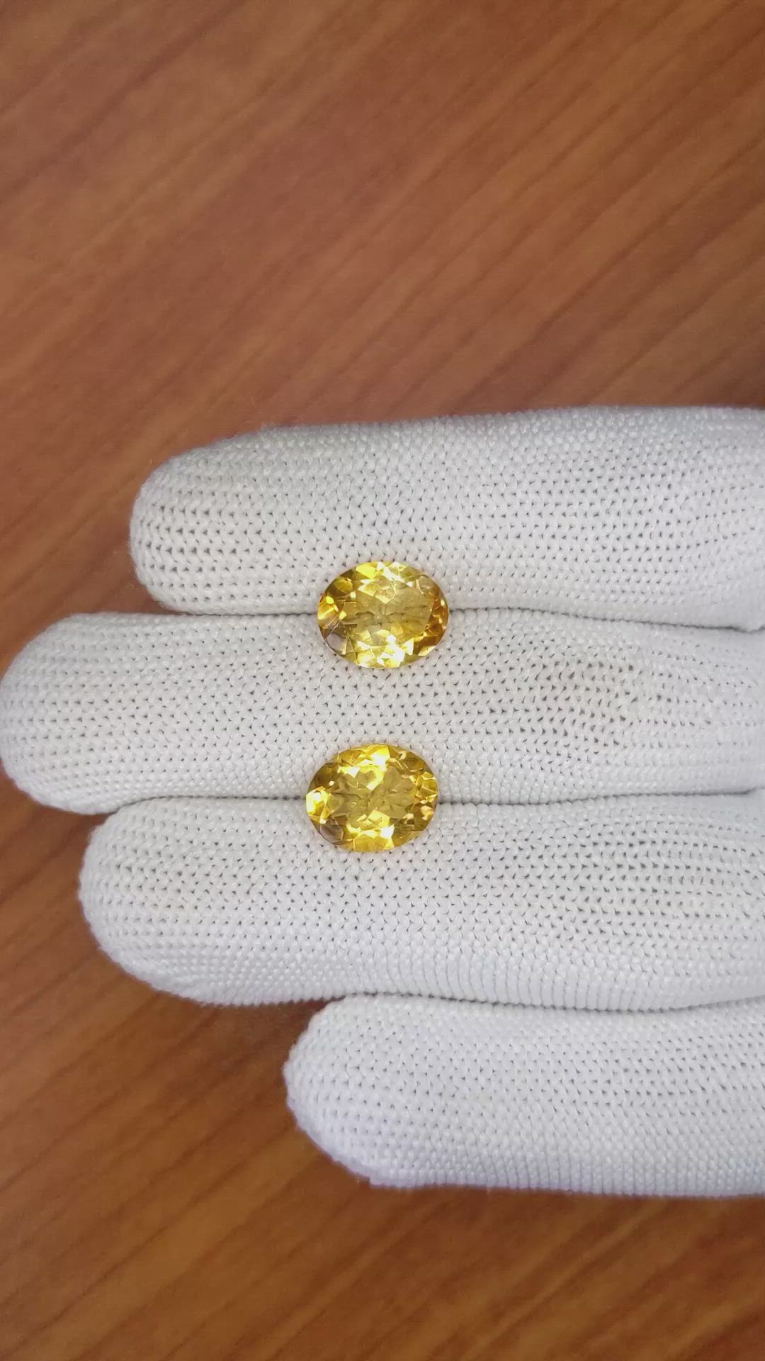 5.38&nbsp;Ct.Tw.Total Carat Weight Citrine Pair from Brazil Size Video