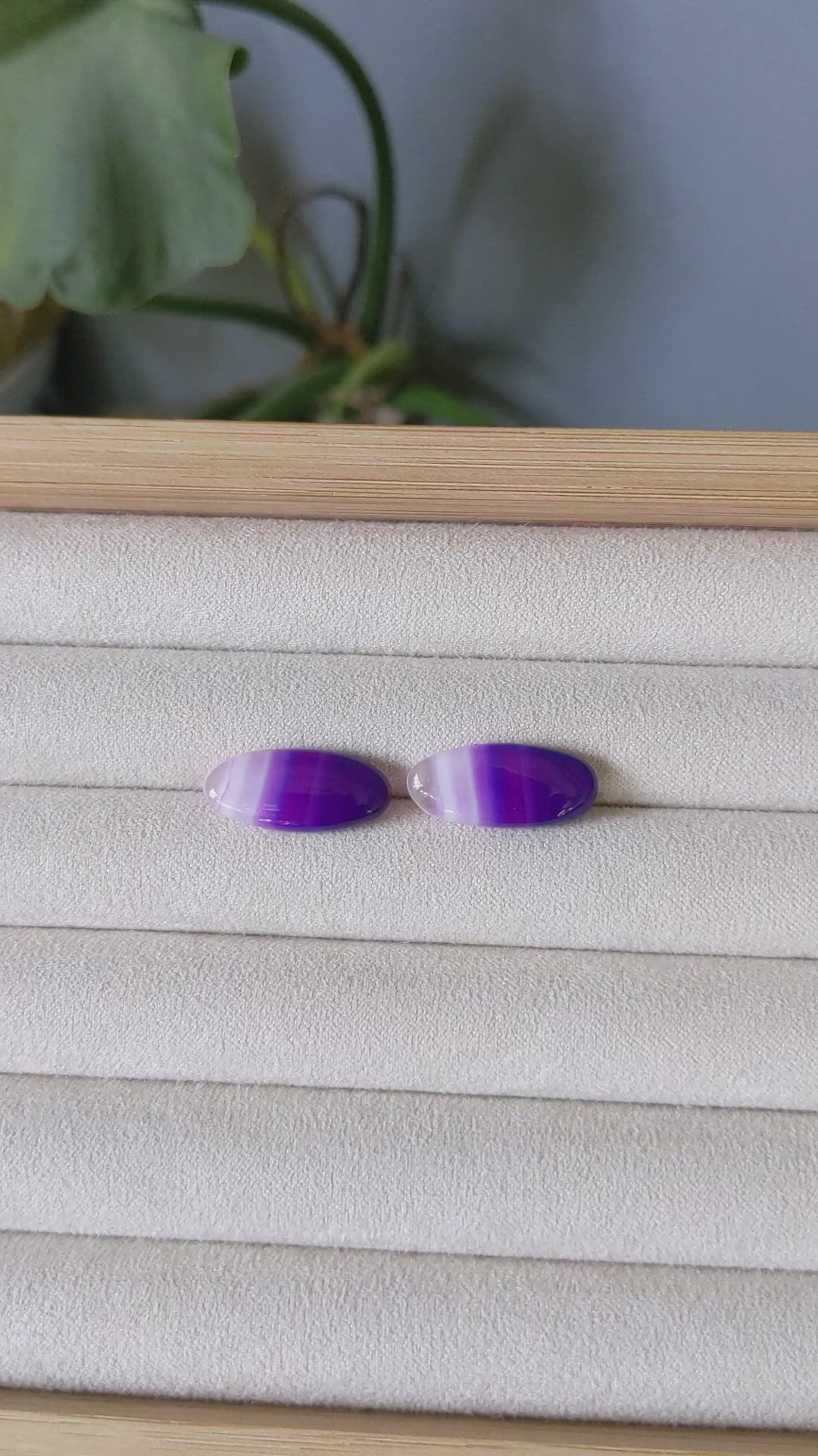 12.01 Ct.Tw.Total Carat Weight Cabochon Agate Pair from Namibia Size Video