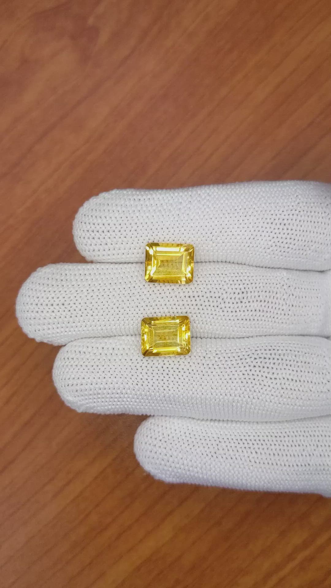 7.36&nbsp;Ct.Tw.Total Carat Weight Citrine Pair from Brazil Size Video