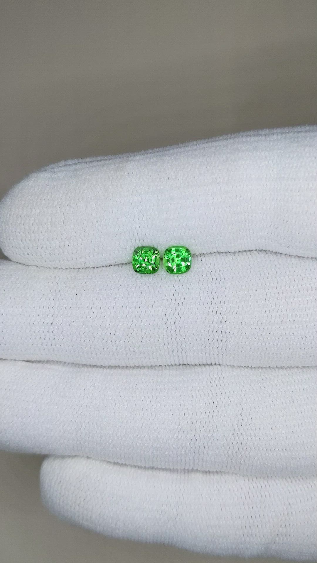 1.03&nbsp;Ct.Tw.Total Carat Weight Tsavorite Garnet Pair from Tanzania Size Video