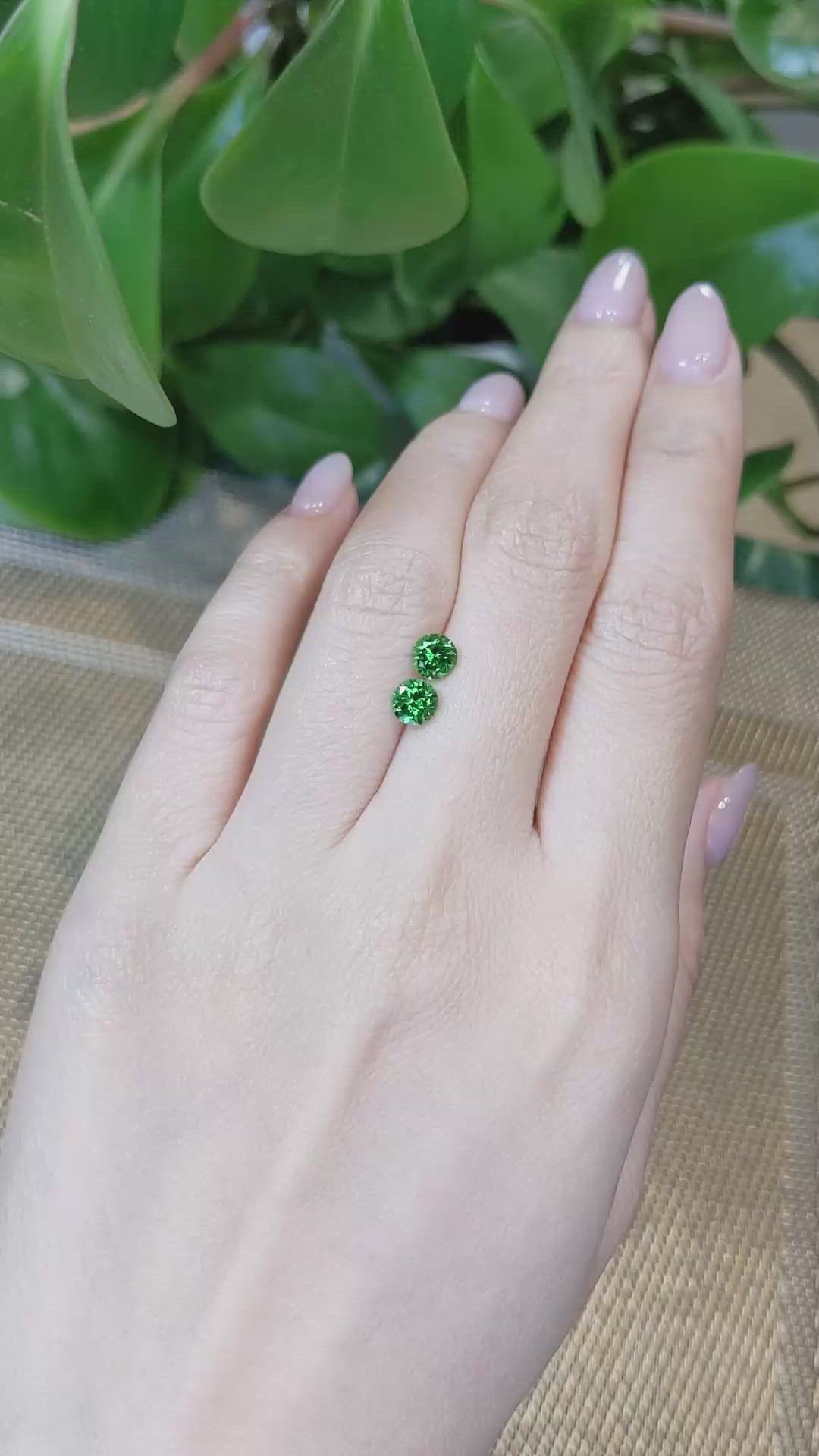 1.23&nbsp;Ct.Tw.Total Carat Weight Tsavorite Garnet Pair from Kenya Size Video